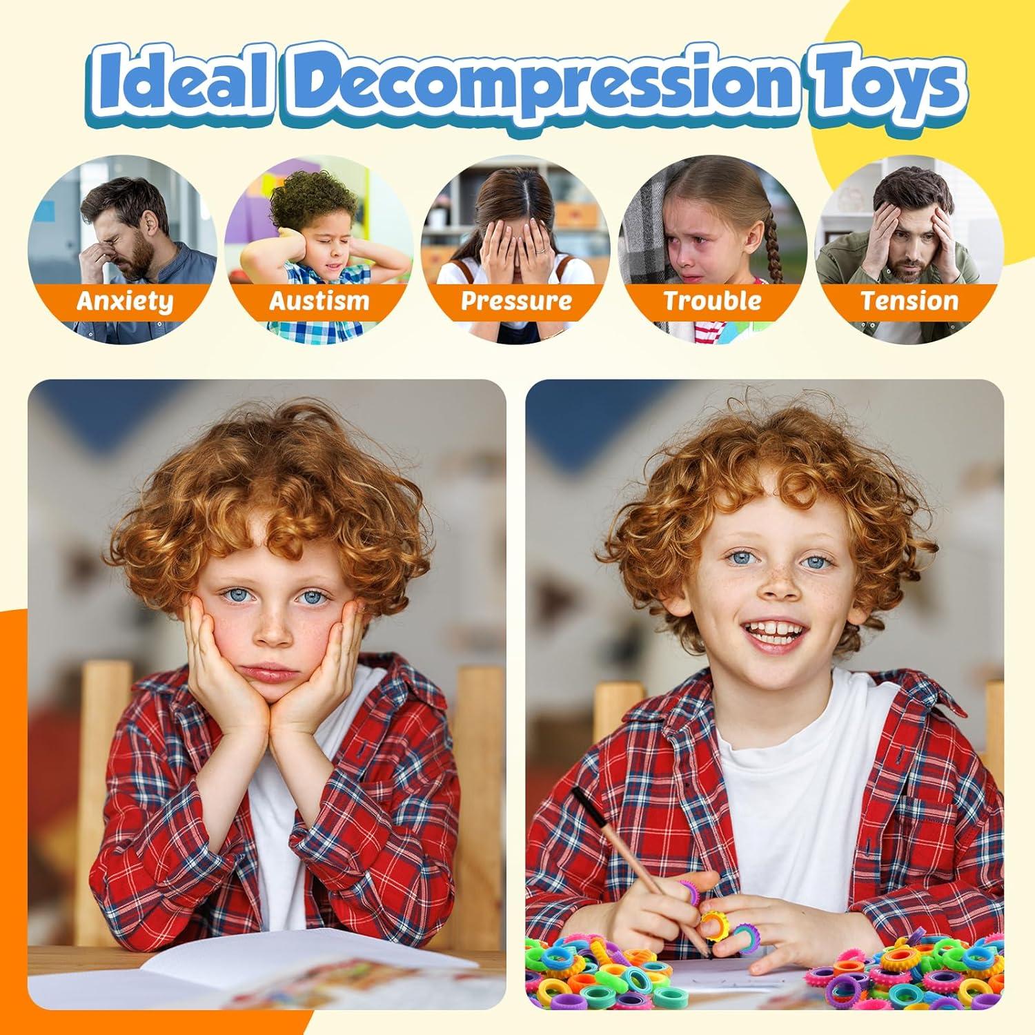 Paquete de 50 Anillos Antiestrés KLT para Niños y Niñas