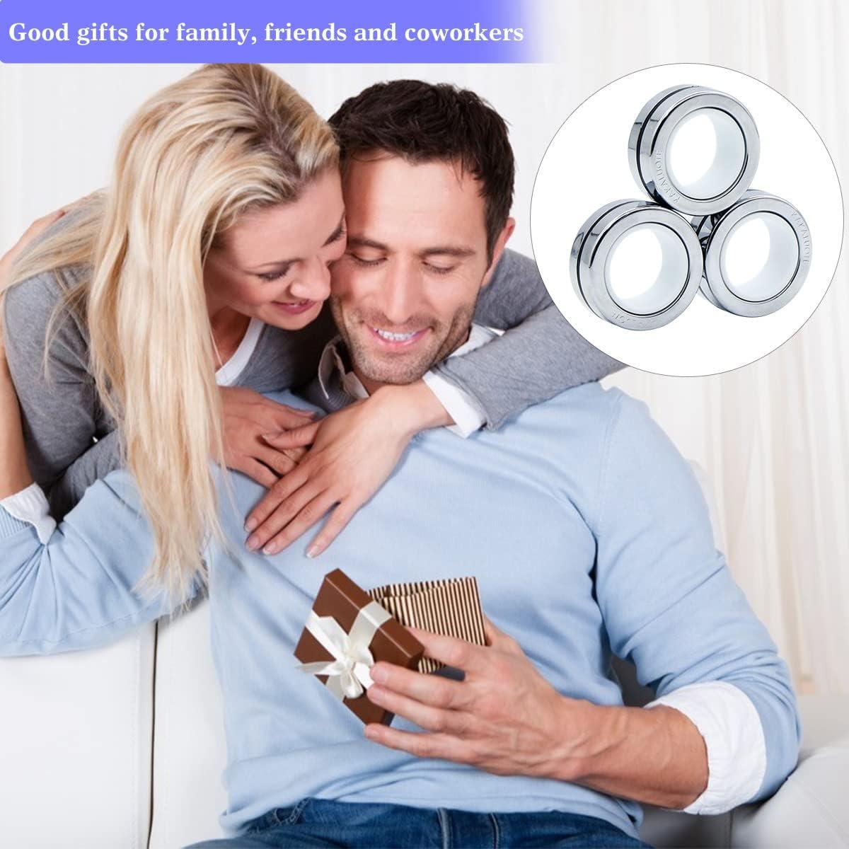 Anillos Magnéticos Antiestrés KAKALUOTE - Paquete de 3 Plata