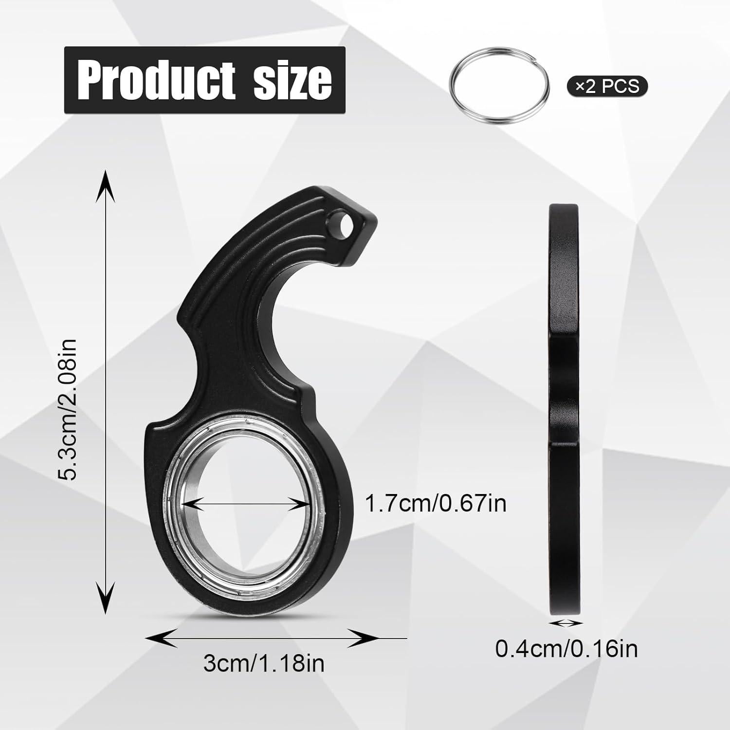 2 Llaveros Giratorios Antiestrés NQEUEPN Negro