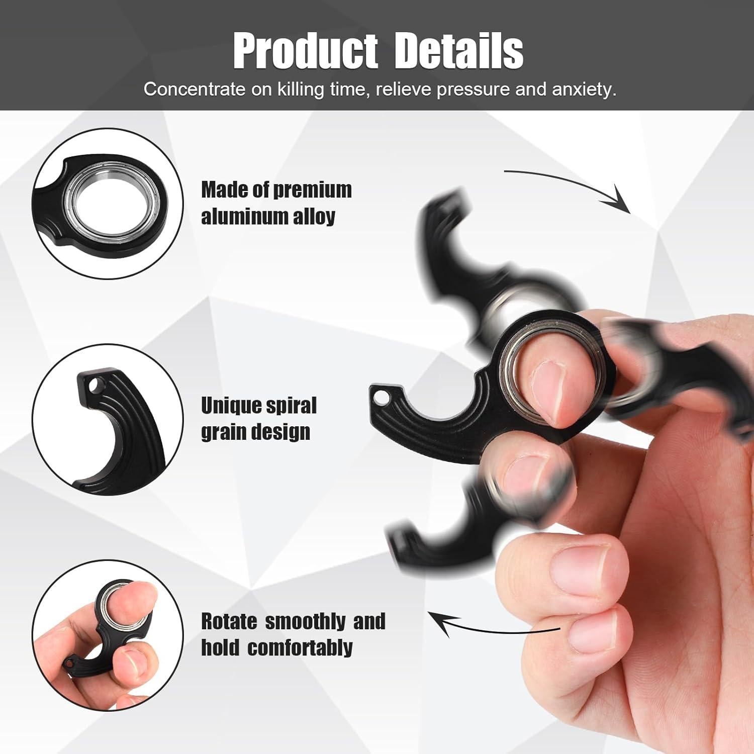 2 Llaveros Giratorios Antiestrés NQEUEPN Negro