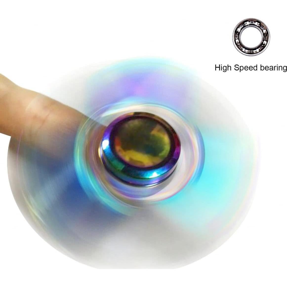 Spinner Fidget de Metal Arcoíris JUNAN 5.28 cm Alivio Estrés