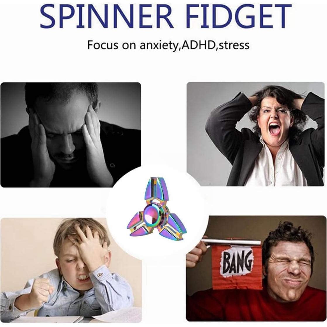 Spinner Fidget de Metal Arcoíris JUNAN 5.28 cm Alivio Estrés