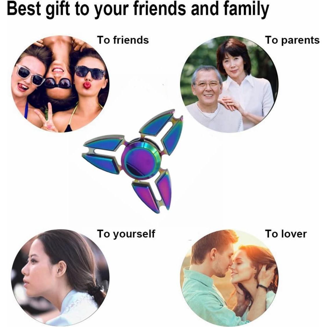 Spinner Fidget de Metal Arcoíris JUNAN 5.28 cm Alivio Estrés