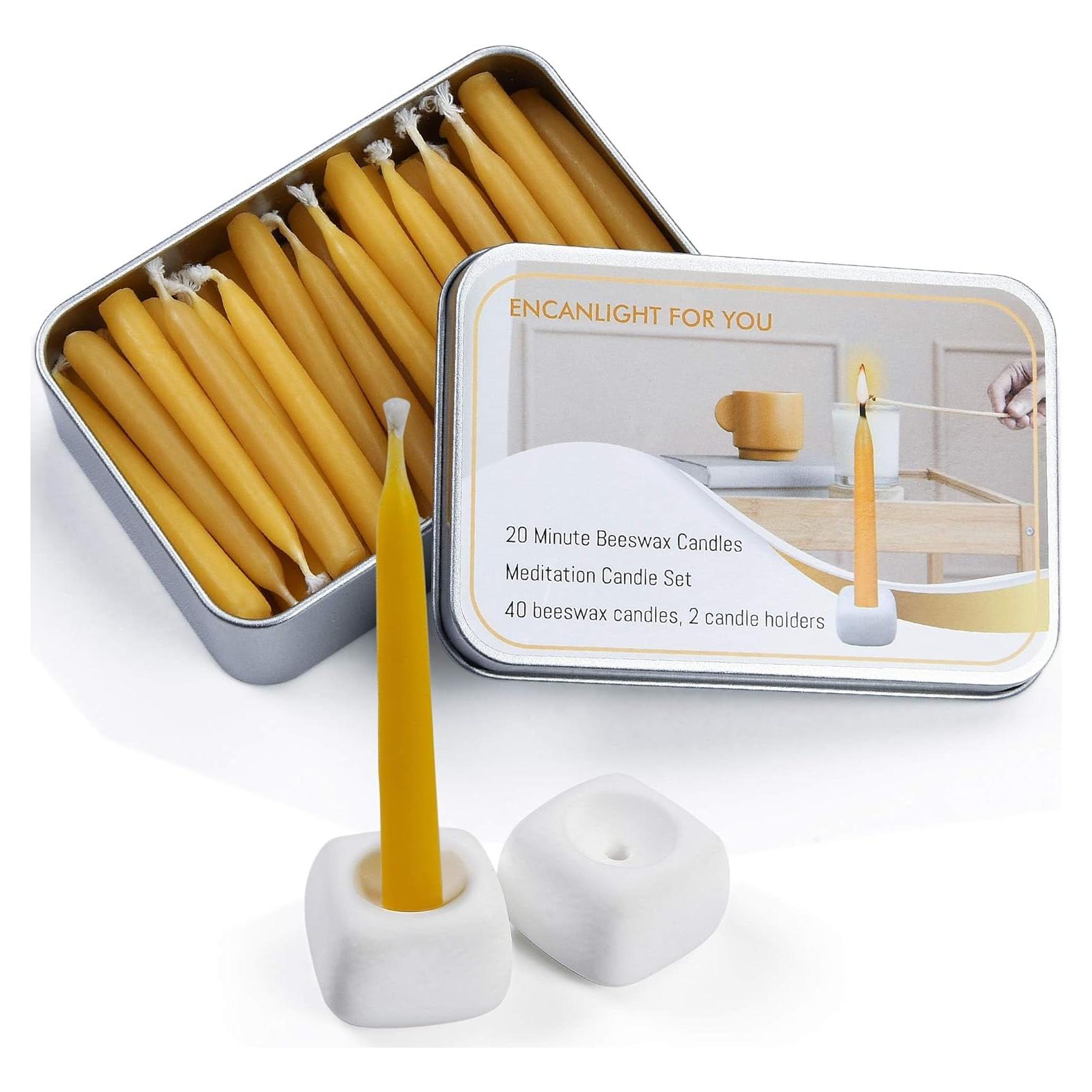 Juego de 40 Velas de Cera de Abeja Natural 6 cm - Sin Humo