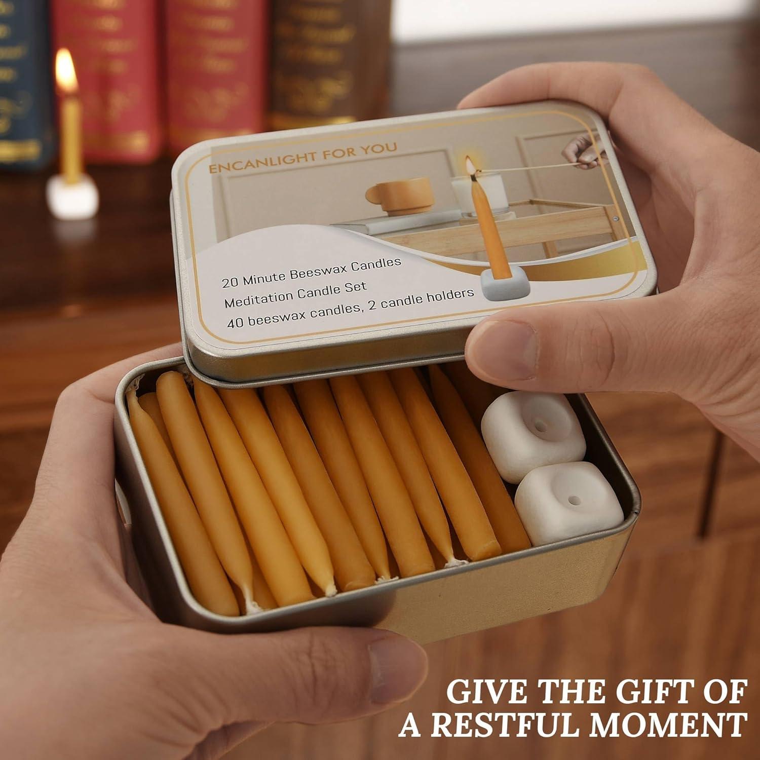 Juego de 40 Velas de Cera de Abeja Natural 6 cm - Sin Humo