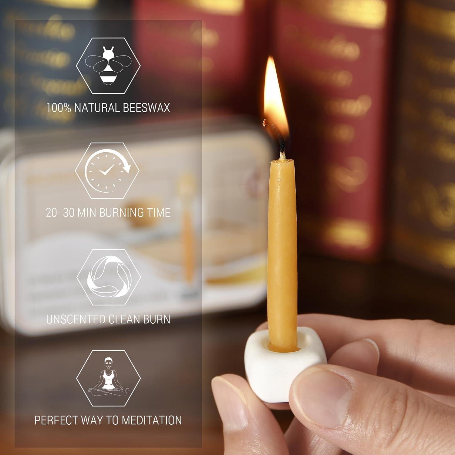 Juego de 40 Velas de Cera de Abeja Natural 6 cm - Sin Humo