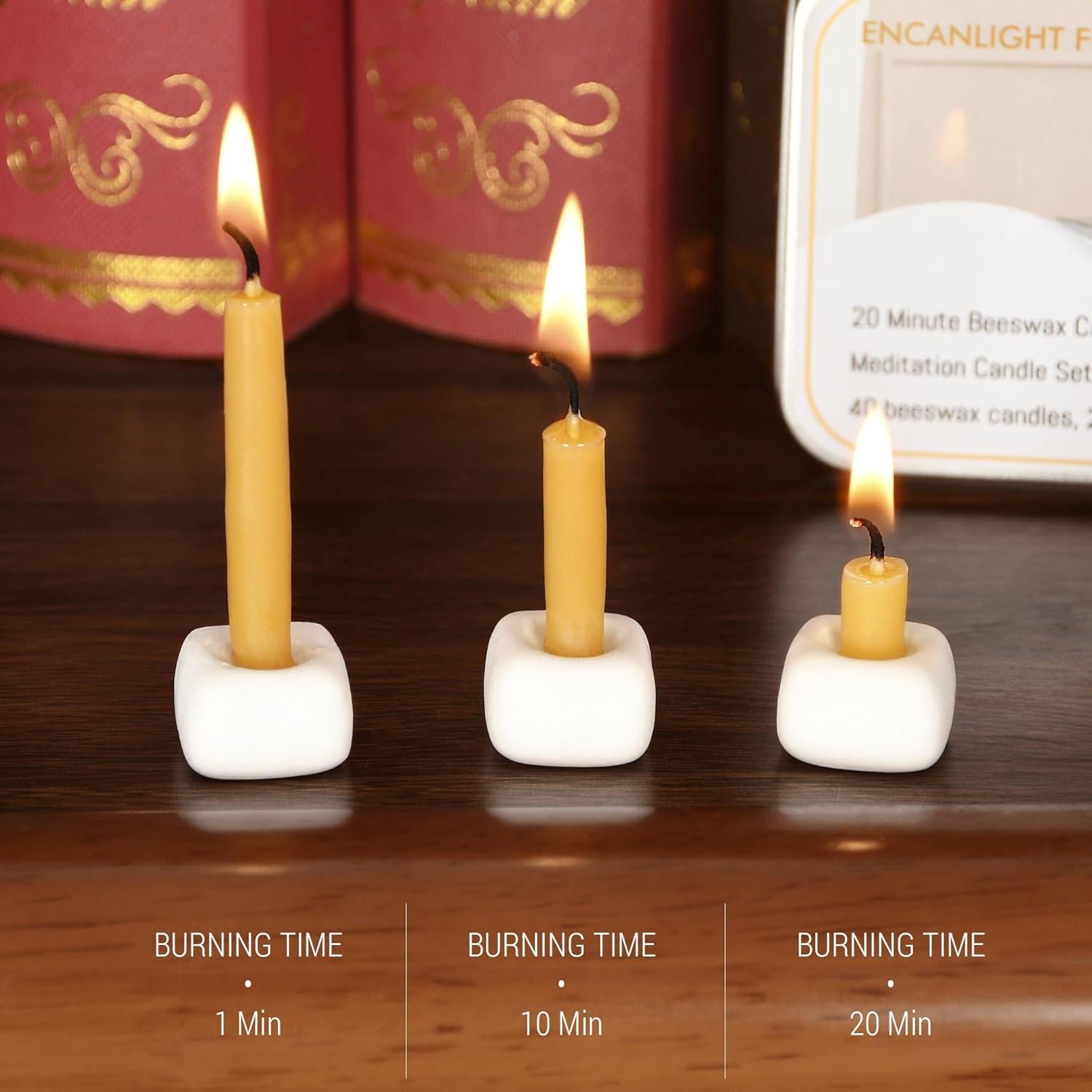 Juego de 40 Velas de Cera de Abeja Natural 6 cm - Sin Humo