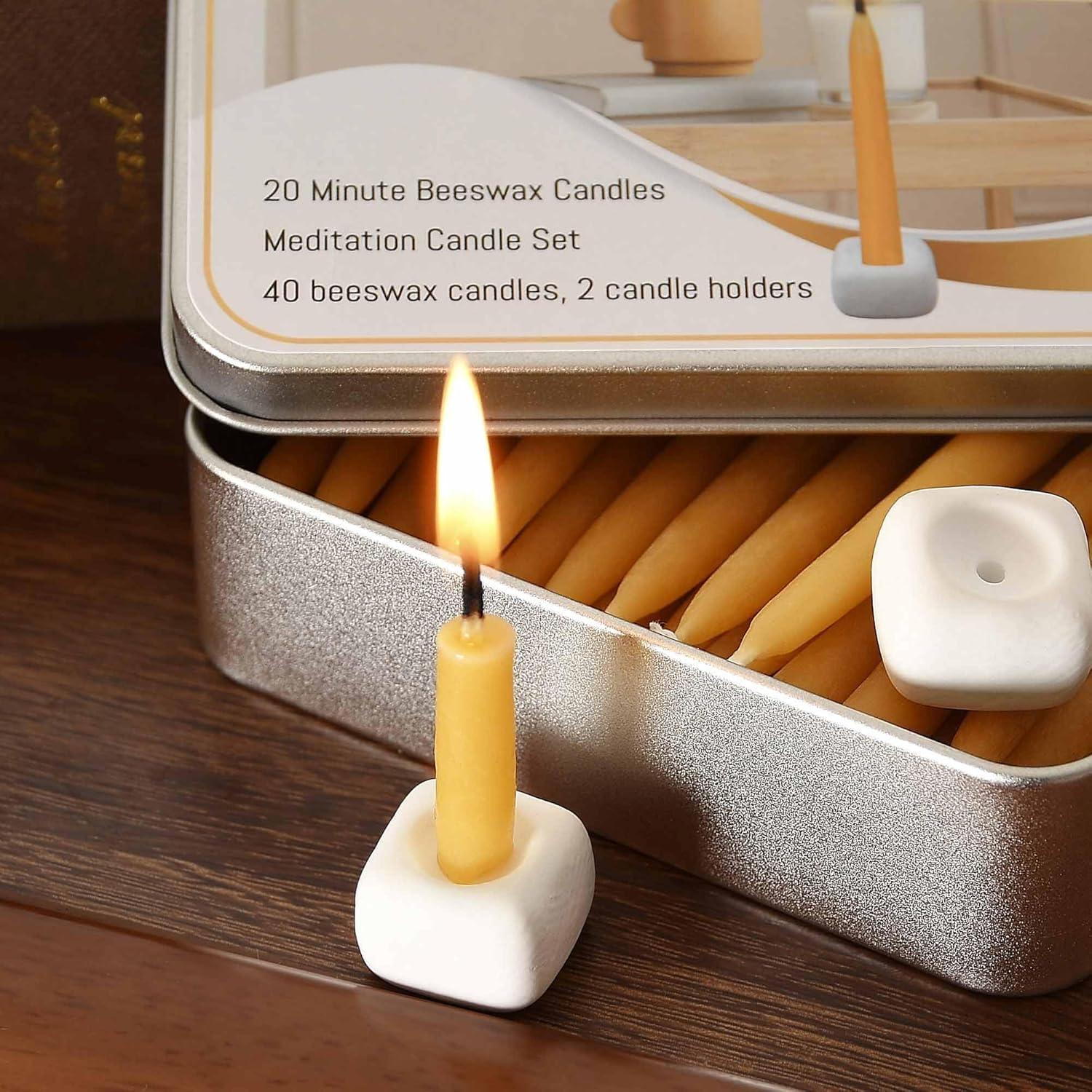 Juego de 40 Velas de Cera de Abeja Natural 6 cm - Sin Humo