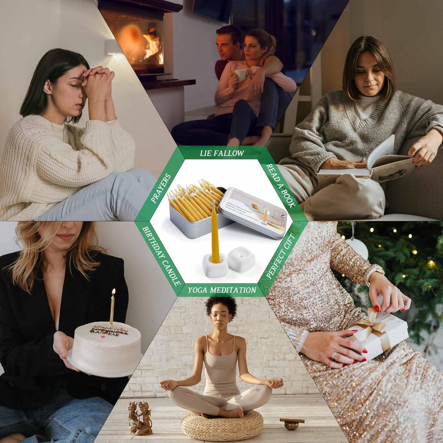 Juego de 40 Velas de Cera de Abeja Natural 6 cm - Sin Humo