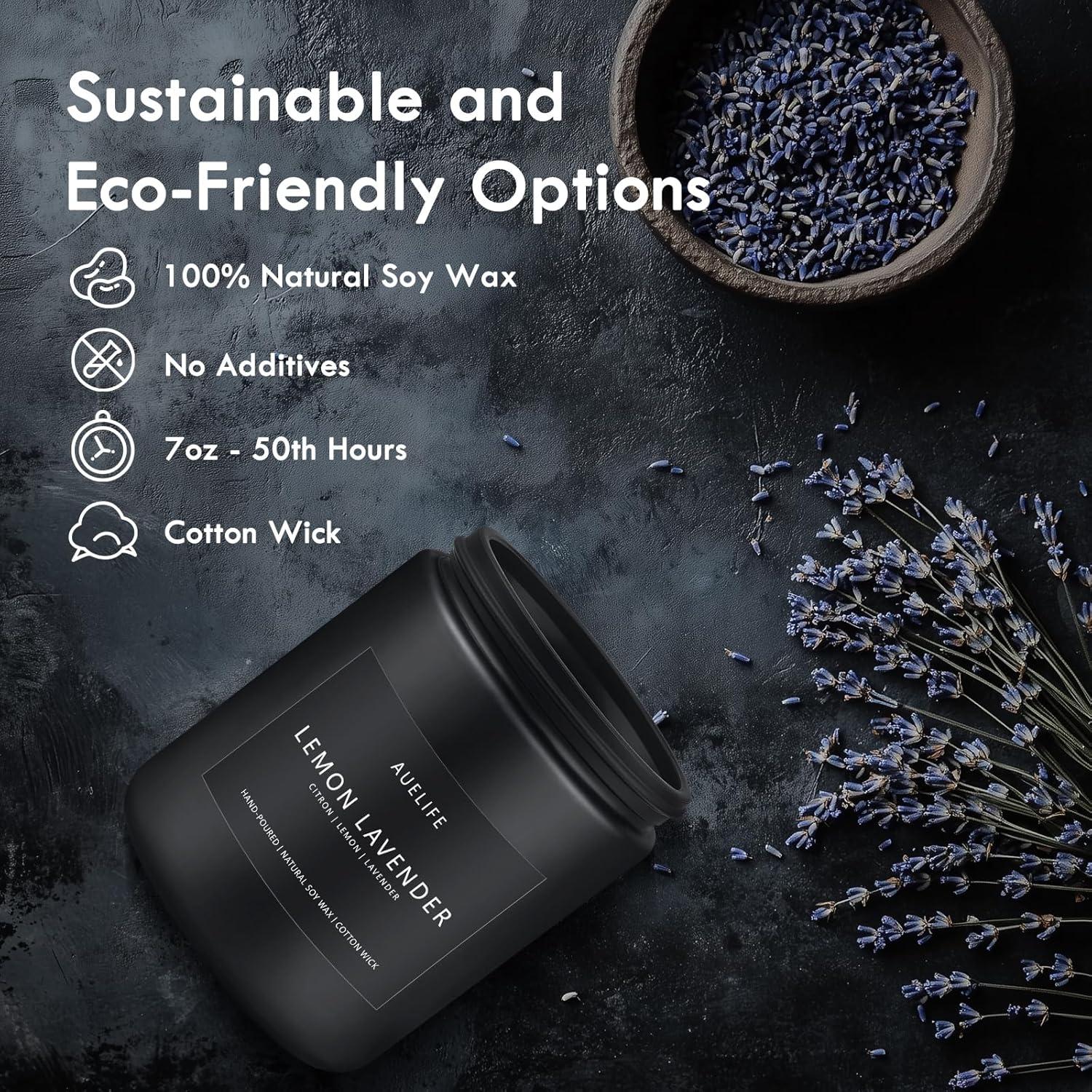 Vela Aromática de Soja Auelife Limón y Lavanda 198g