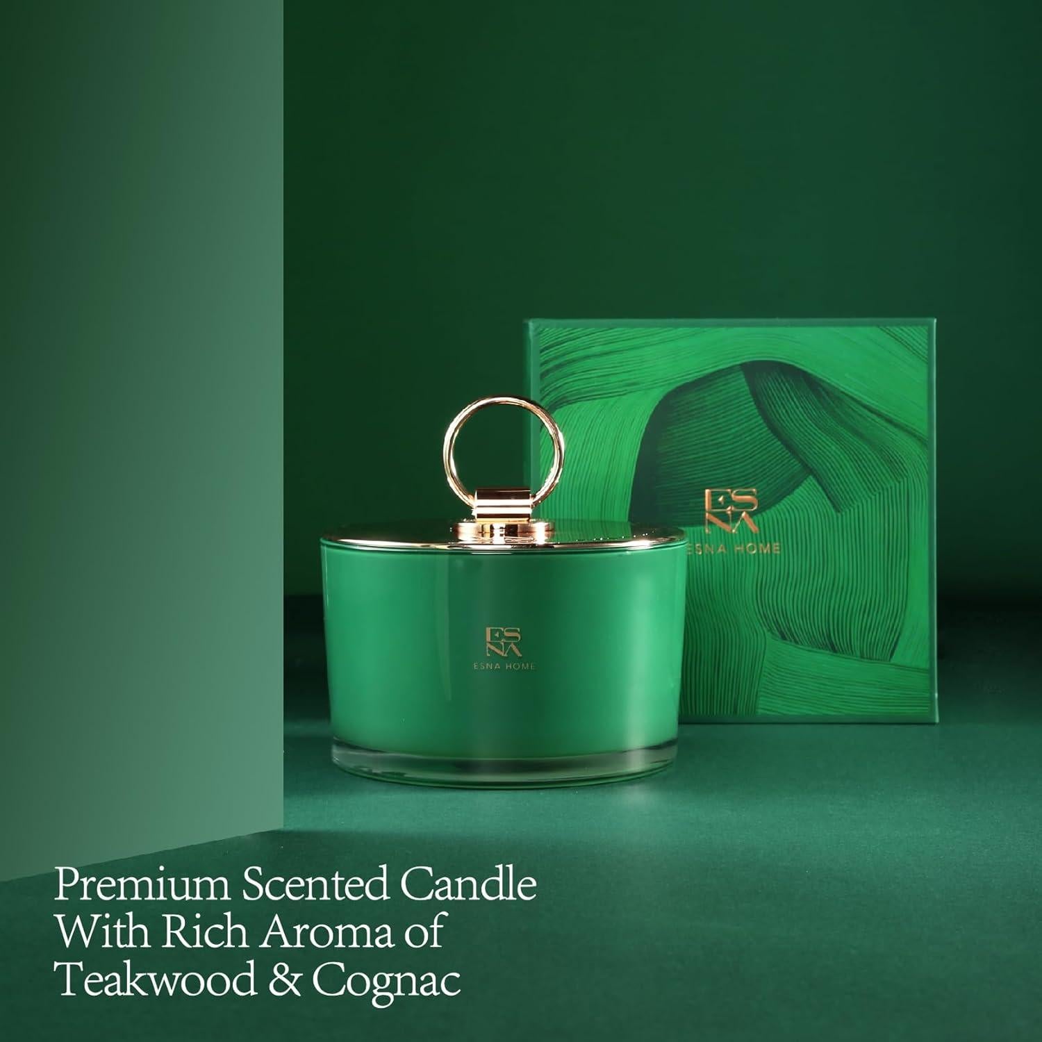 Vela Aromática ESNA HOME 550g Lavanda 3 Mechas Castaño