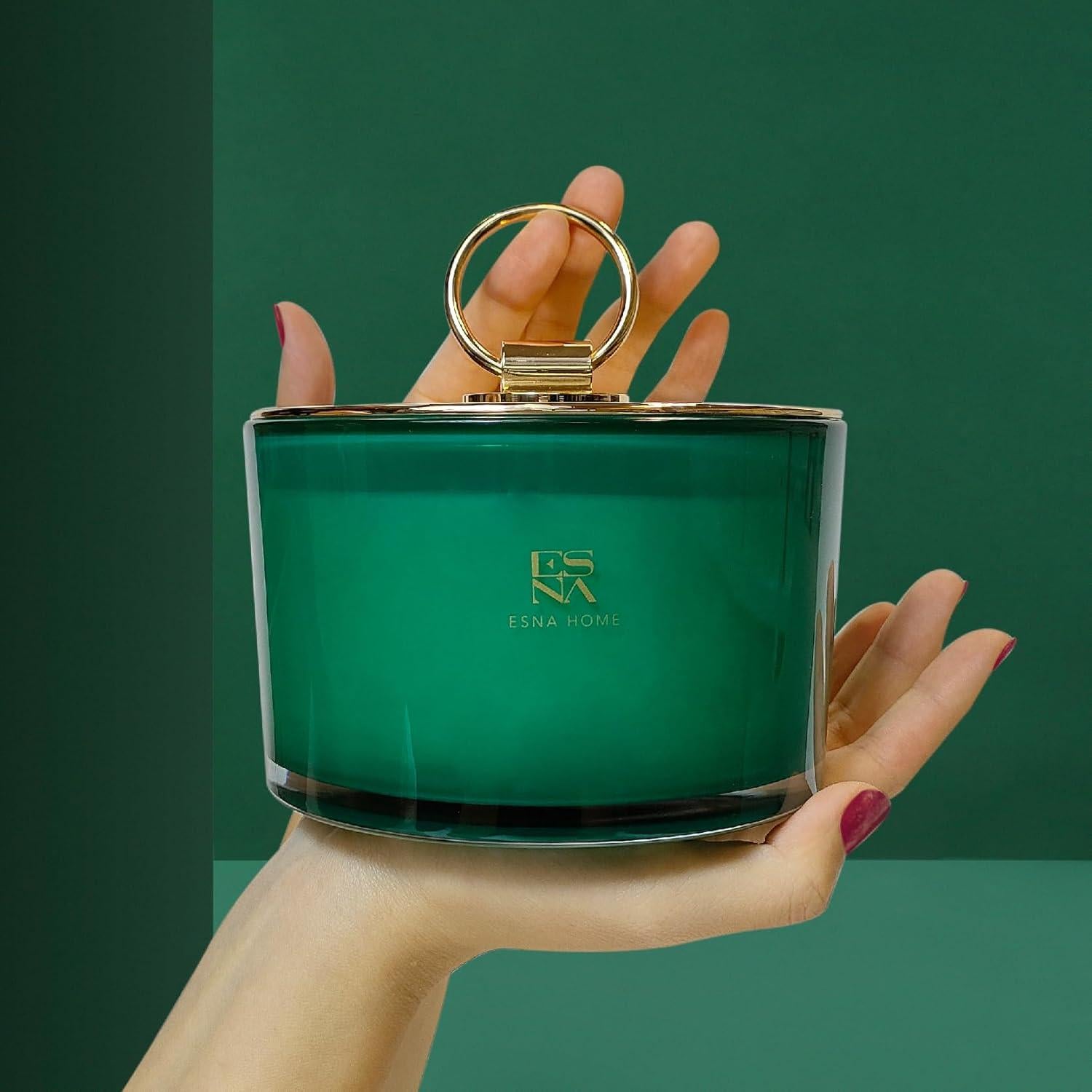 Vela Aromática ESNA HOME 550g Lavanda 3 Mechas Castaño