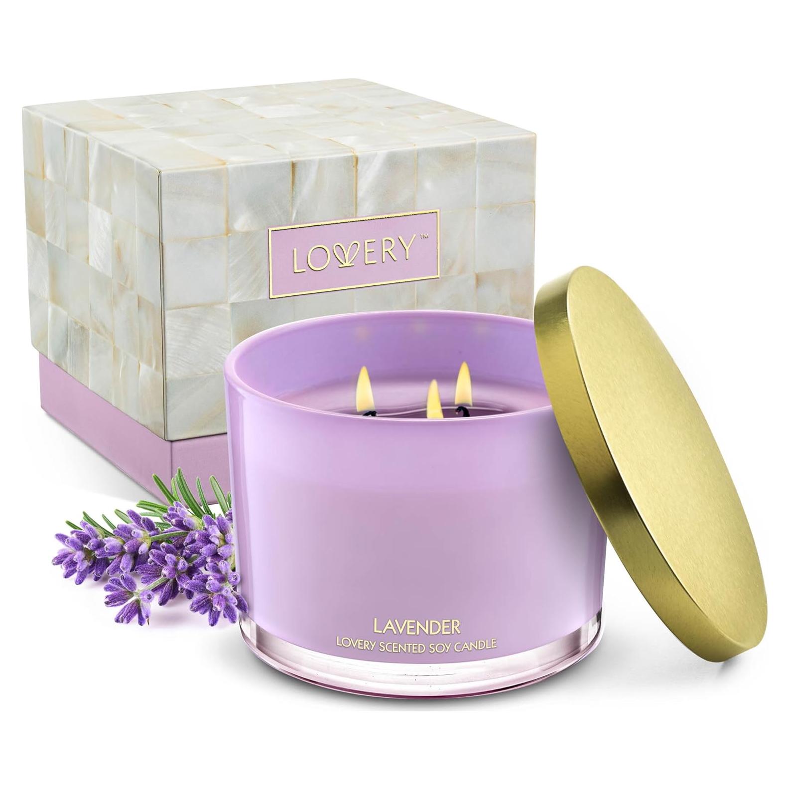 Vela Aromática de Lavanda Lovery 3 Mechas 100% Soja 170g