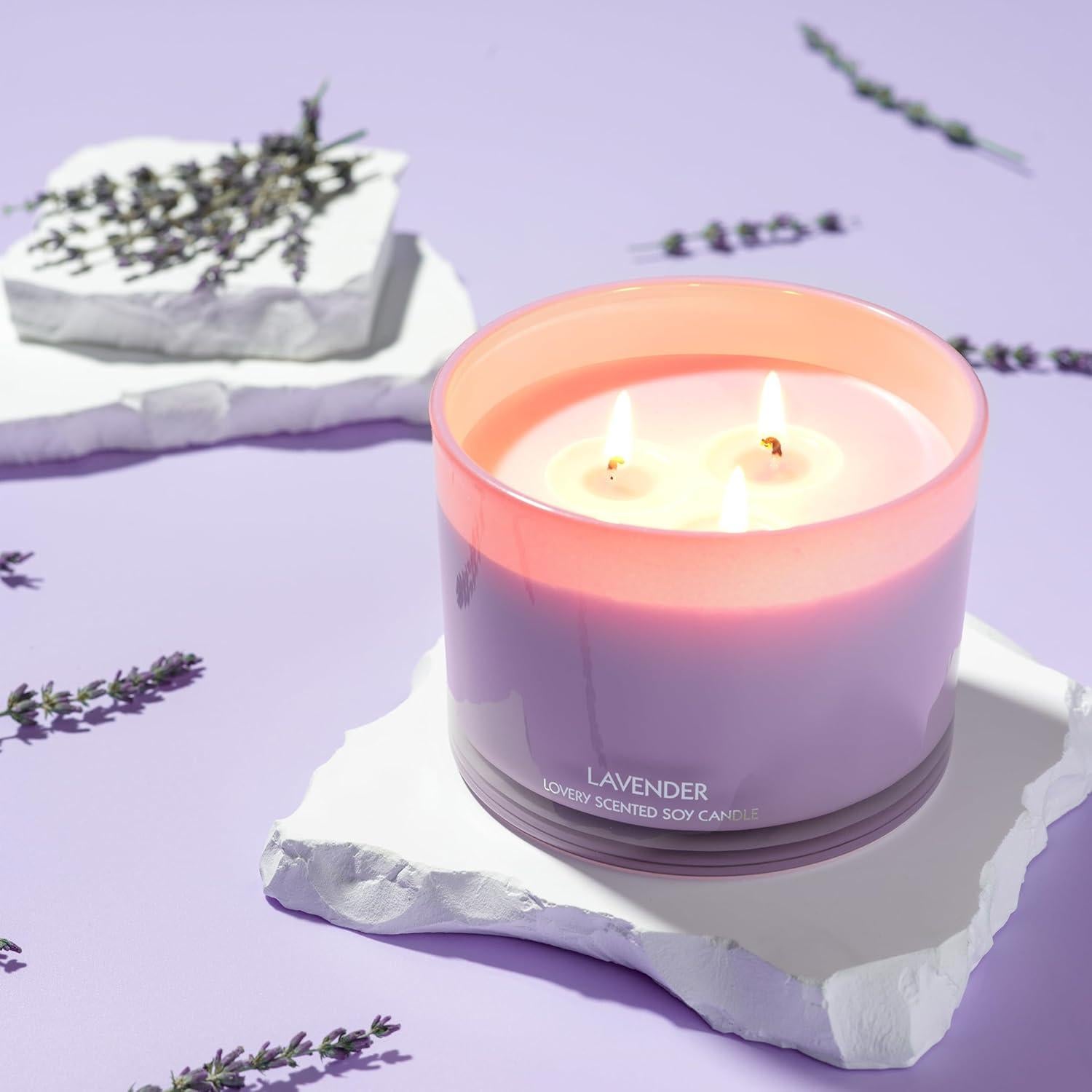 Vela Aromática de Lavanda Lovery 3 Mechas 100% Soja 170g