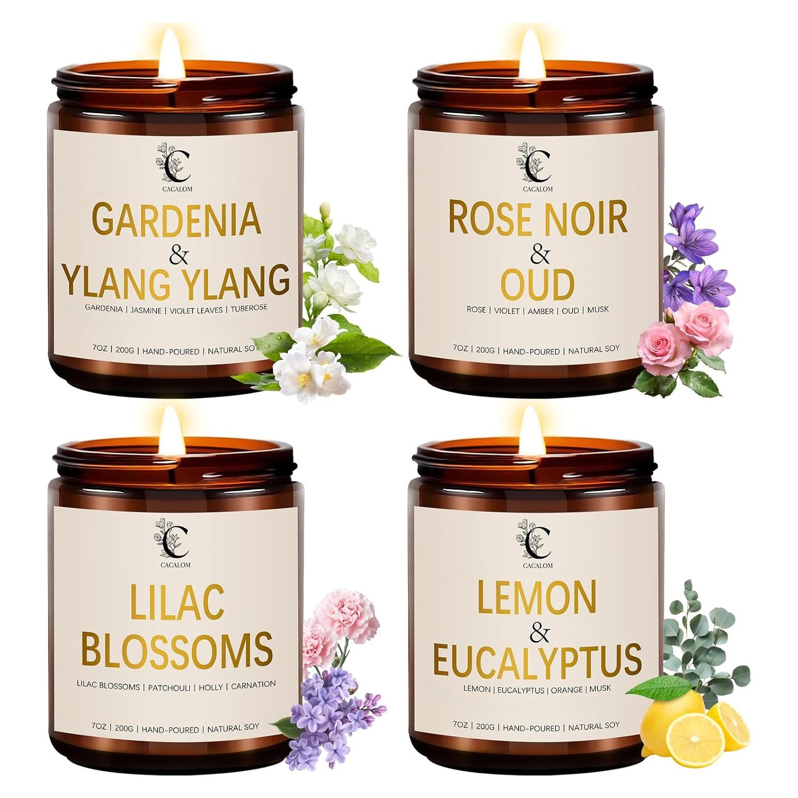 Set de Velas Aromáticas C CACALOM 4 Pack Soja Larga Duración