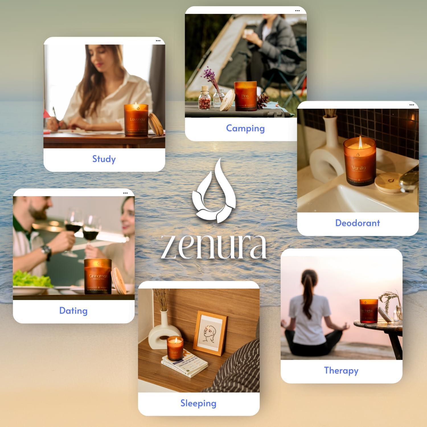 Vela Aromática de Citronela Zenura - 240 g Cera de Coco Natural