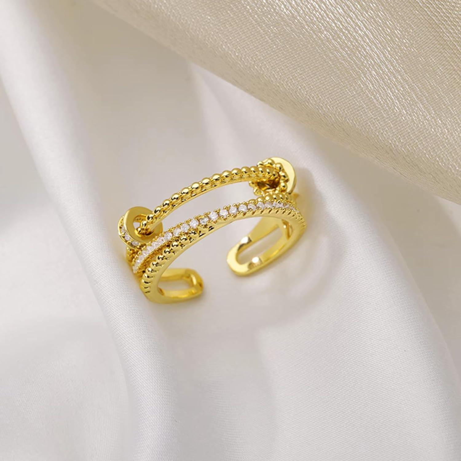 Anillo Fidget Ajustable Dorado para Ansiedad - Joyería Elegante