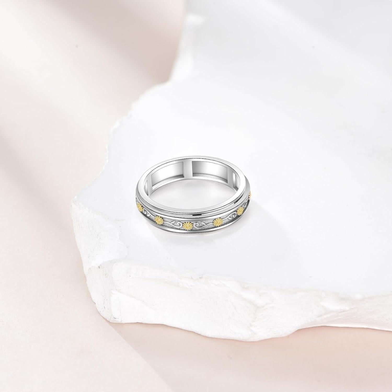 Anillo giratorio de fidget de plata esterlina 925 para ansiedad