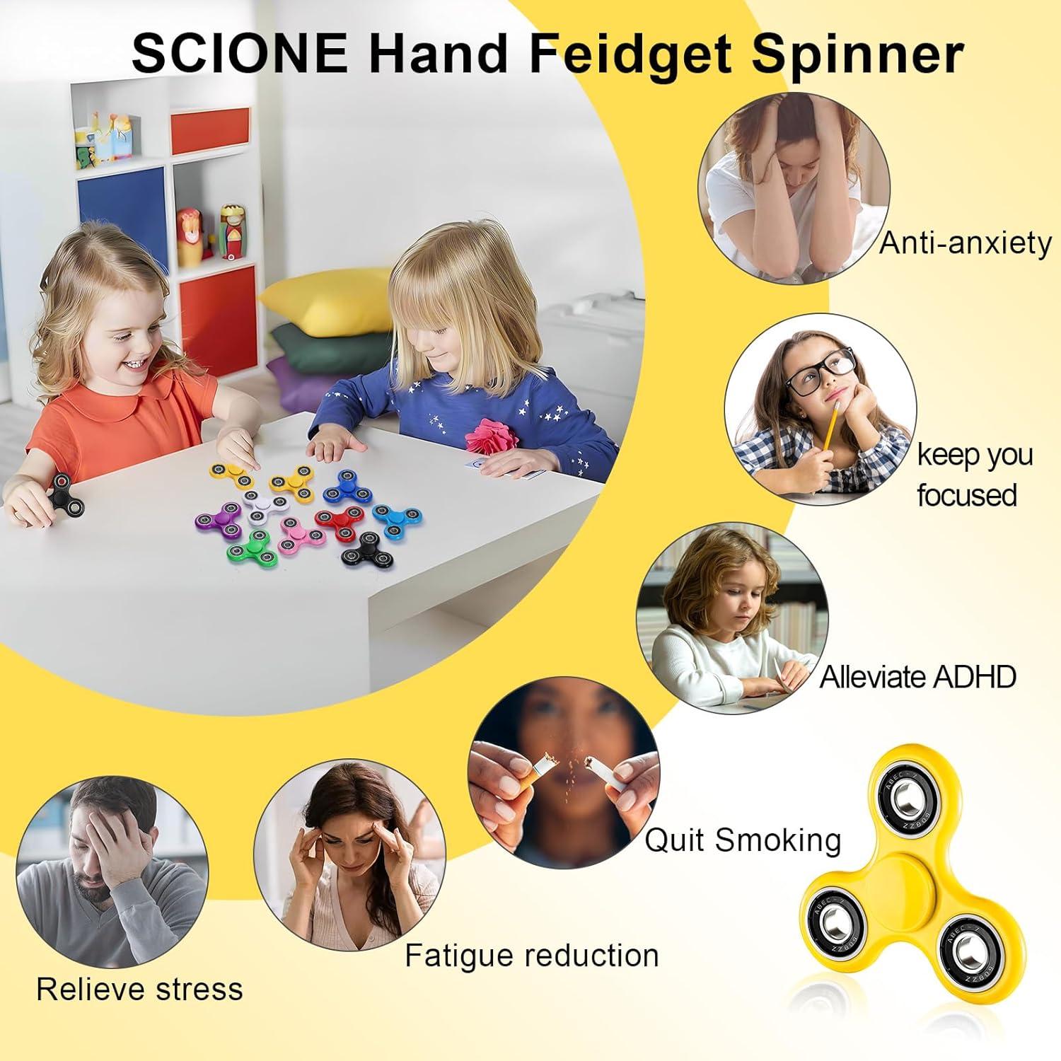 Paquete de 50 Spinners Antiestrés SCIONE para Niños 3+