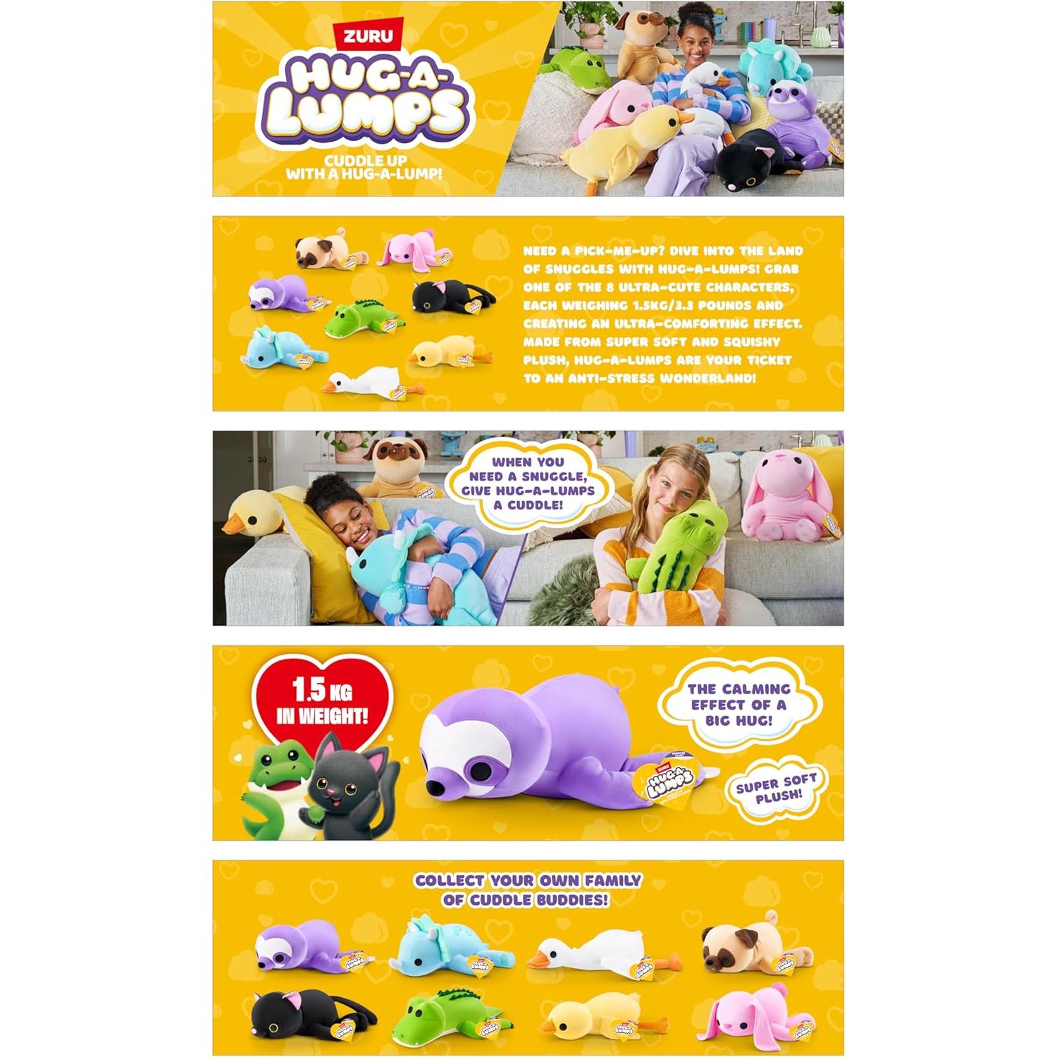 Peluche Dino Hug-A-Lumps ZURU 1.5 kg Anti-estrés