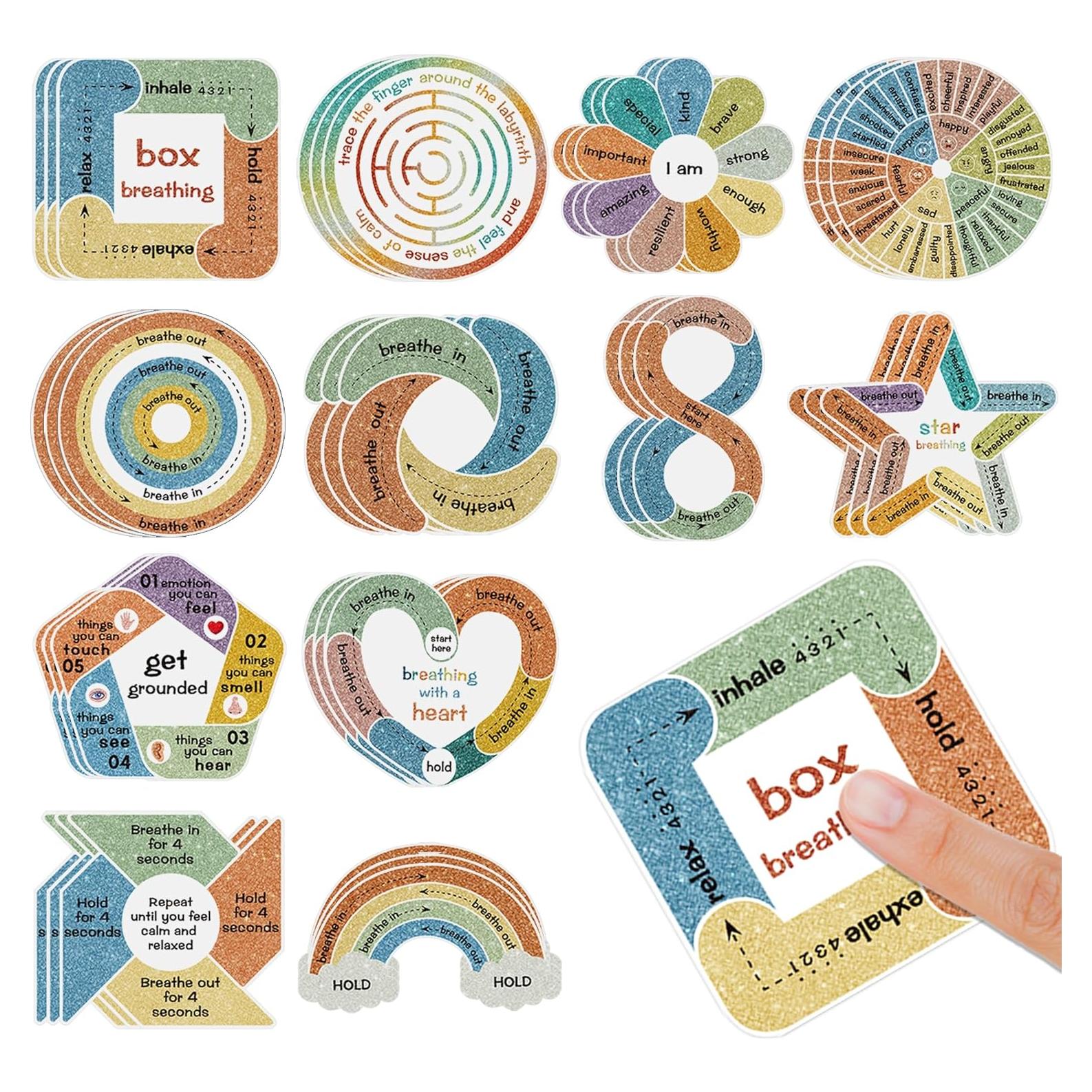 36 Stickers Calmantes Sondeng para Ansiedad - Texturizados Pastel