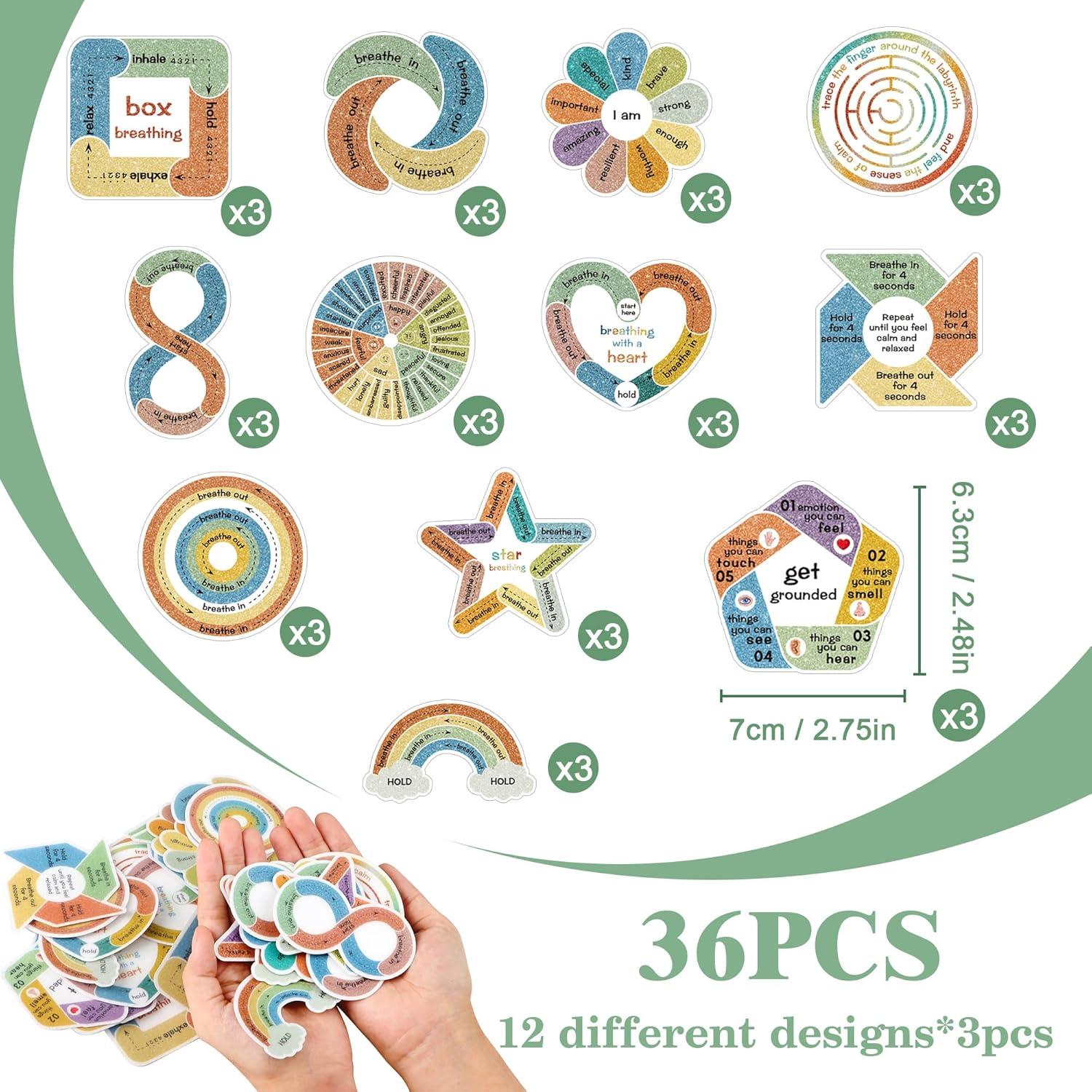 36 Stickers Calmantes Sondeng para Ansiedad - Texturizados Pastel