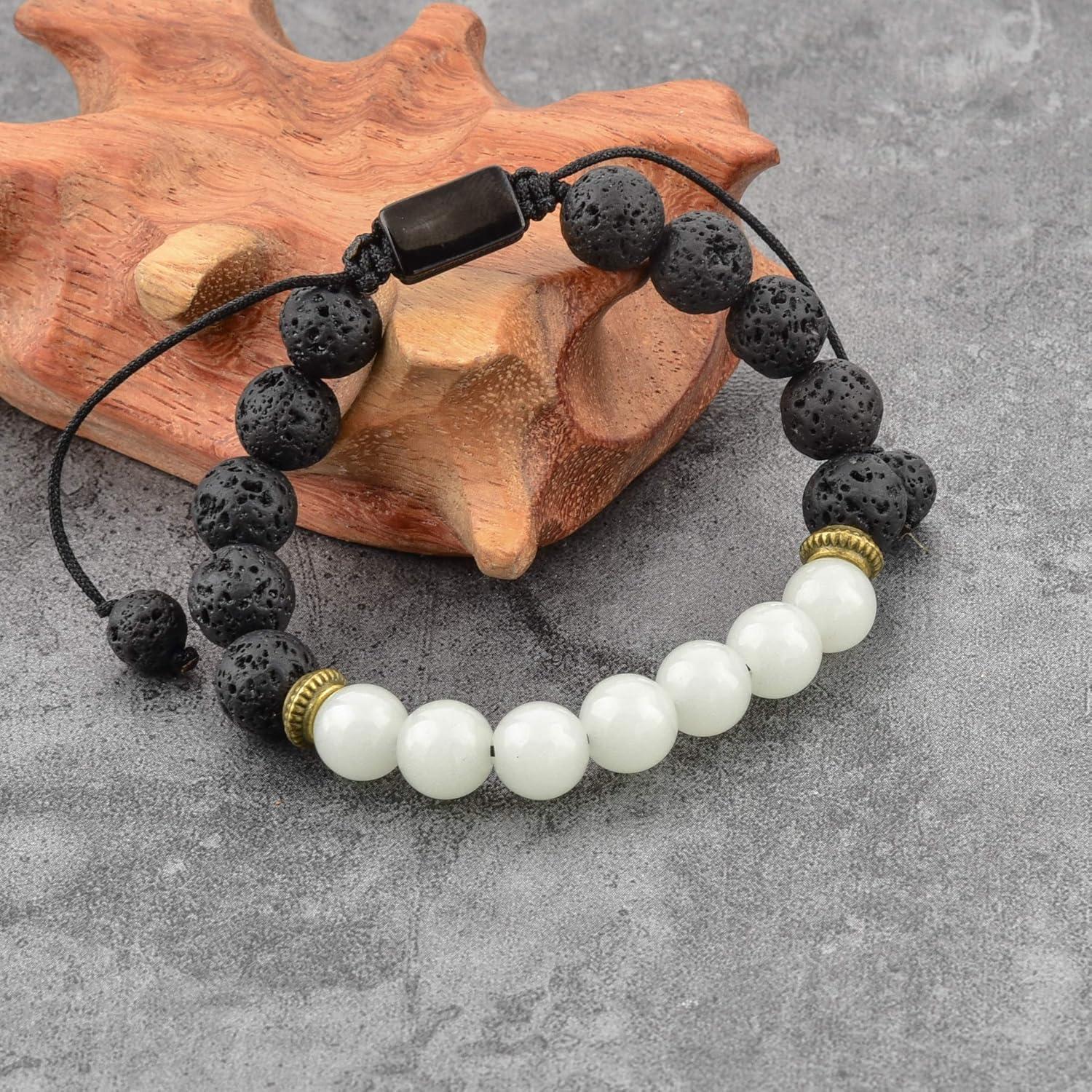 Pulsera Ajustable de Lava y Piedra Verde Mystiqs - Aromaterapia