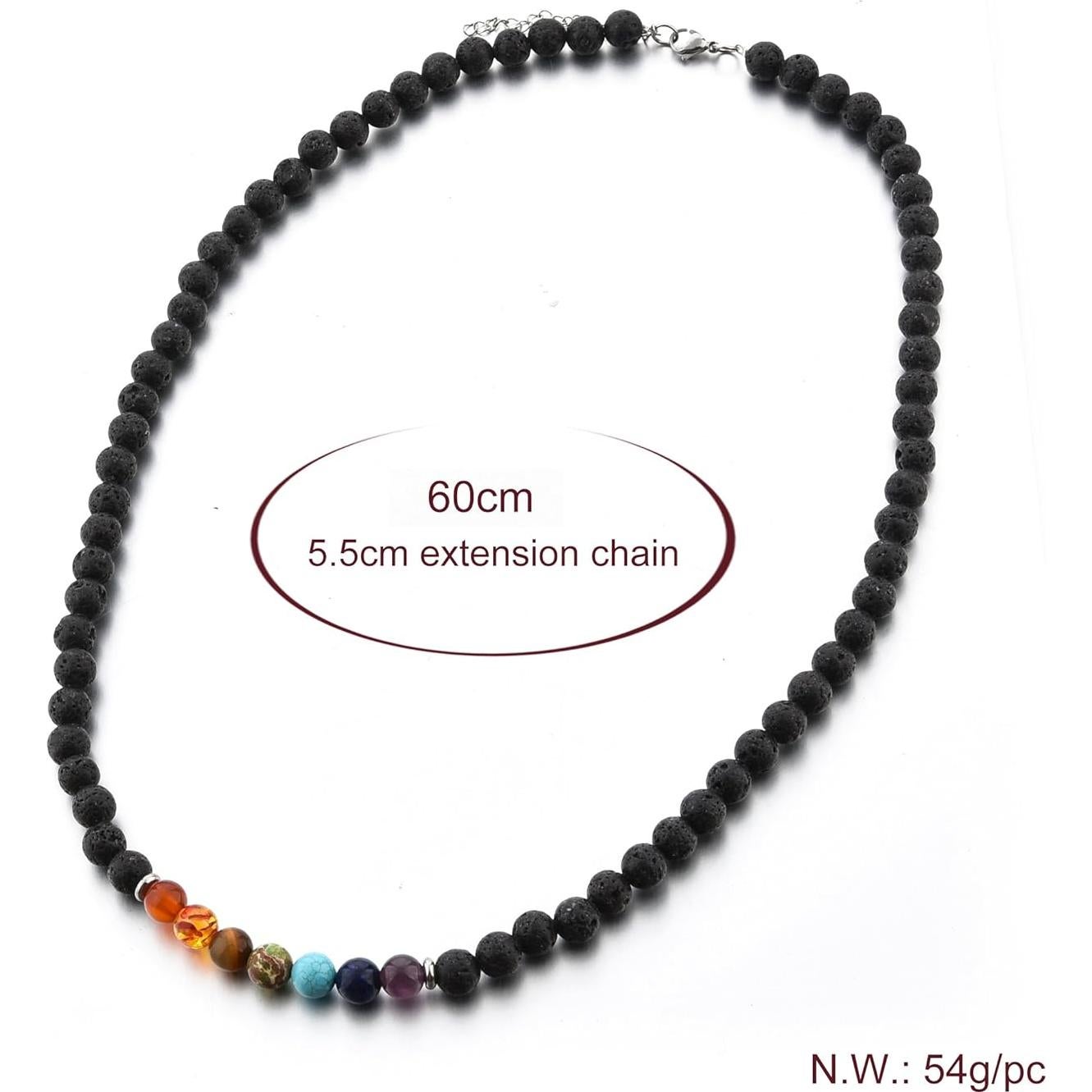 Collar de Lava Natural Mystiqs 62 cm Aromaterapia Hombre