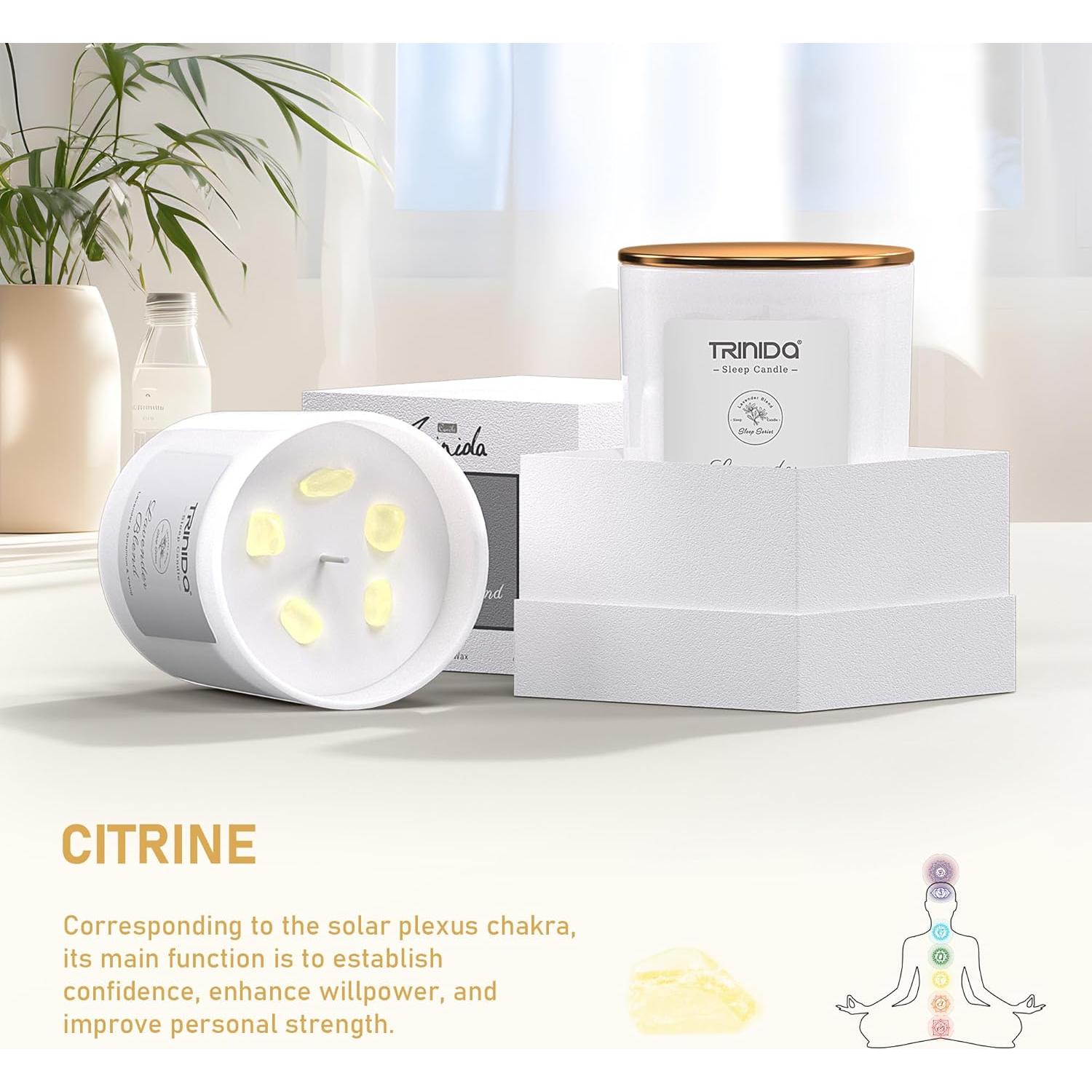 Vela Aromaterapia Trinida Cera Soja con Cristal Citrino 450g