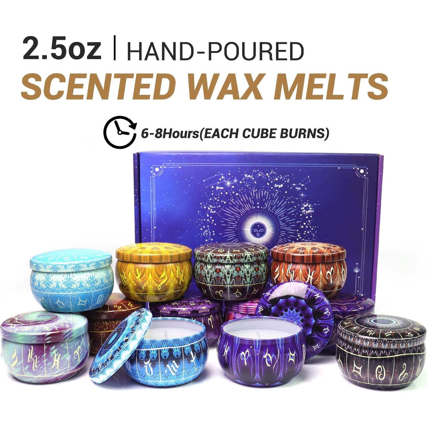 Juego de 12 Velas Aromáticas Zodiacales HOFOGOTOWIN - Cera de Soja, 120H Quema