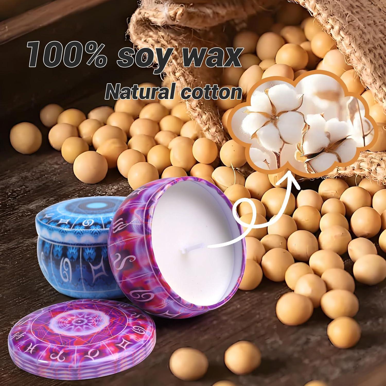 Juego de 12 Velas Aromáticas Zodiacales HOFOGOTOWIN - Cera de Soja, 120H Quema