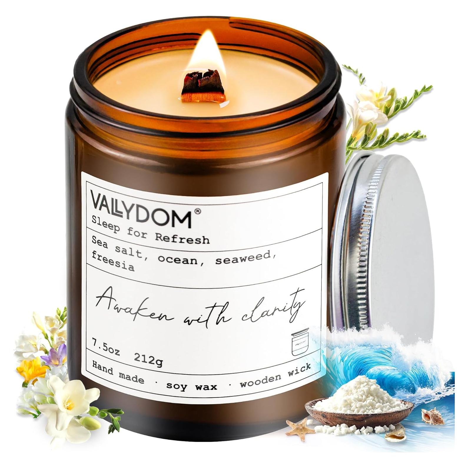 Vela Aromática Vallydom 7.5oz de Soja con Pabilo de Madera