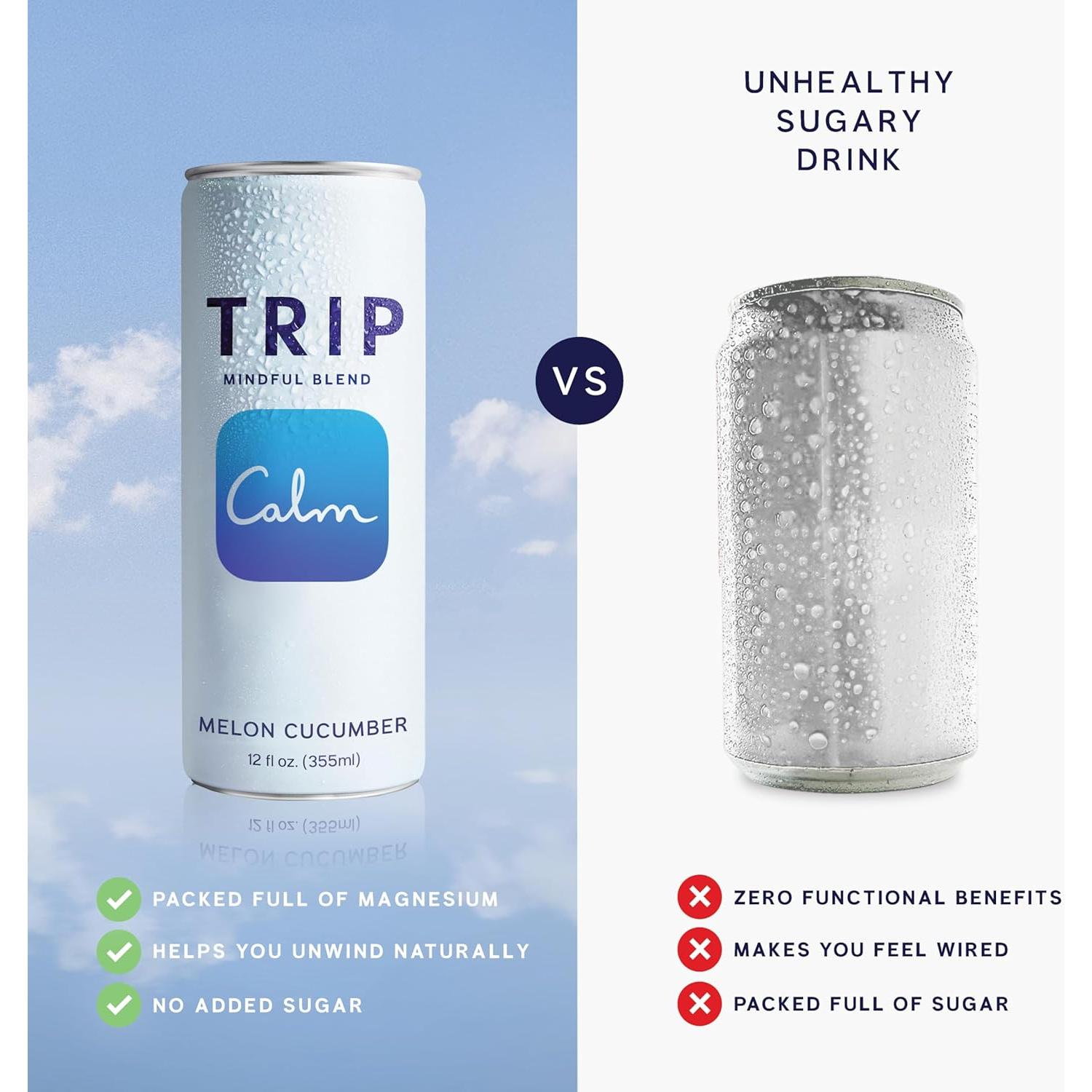 Seltzer Adaptógeno Trip Mindful Blend Melón Pepino 355ml 12Pk