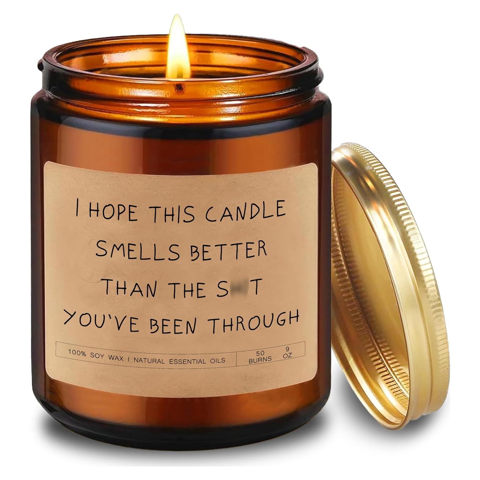 Vela de Soja Lavanda y Enebro en Tarro de Vidrio Ámbar - 50 Horas