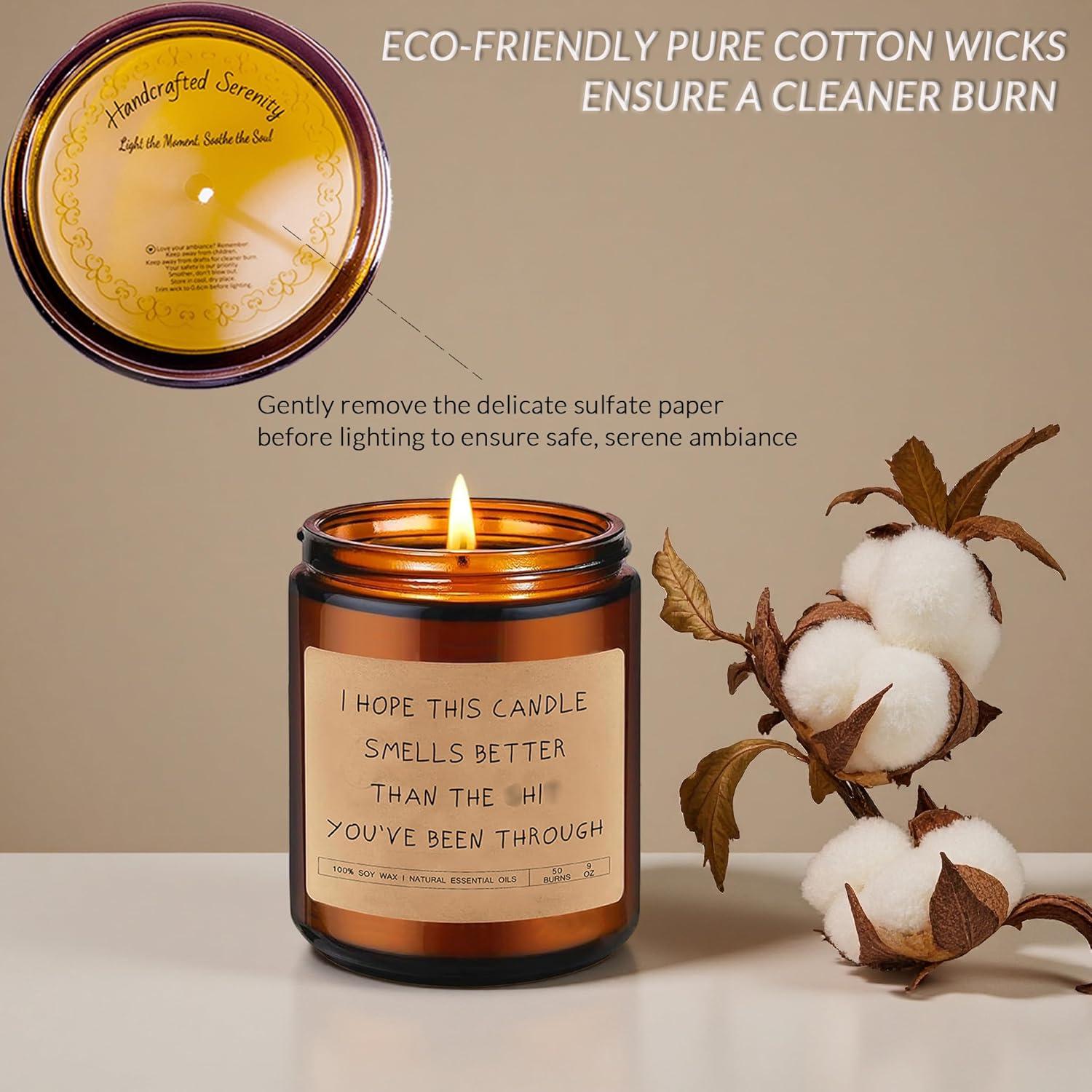 Vela de Soja Lavanda y Enebro en Tarro de Vidrio Ámbar - 50 Horas