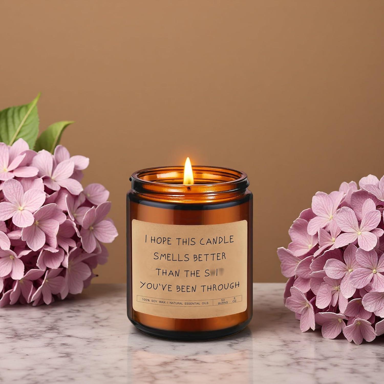 Vela de Soja Lavanda y Enebro en Tarro de Vidrio Ámbar - 50 Horas