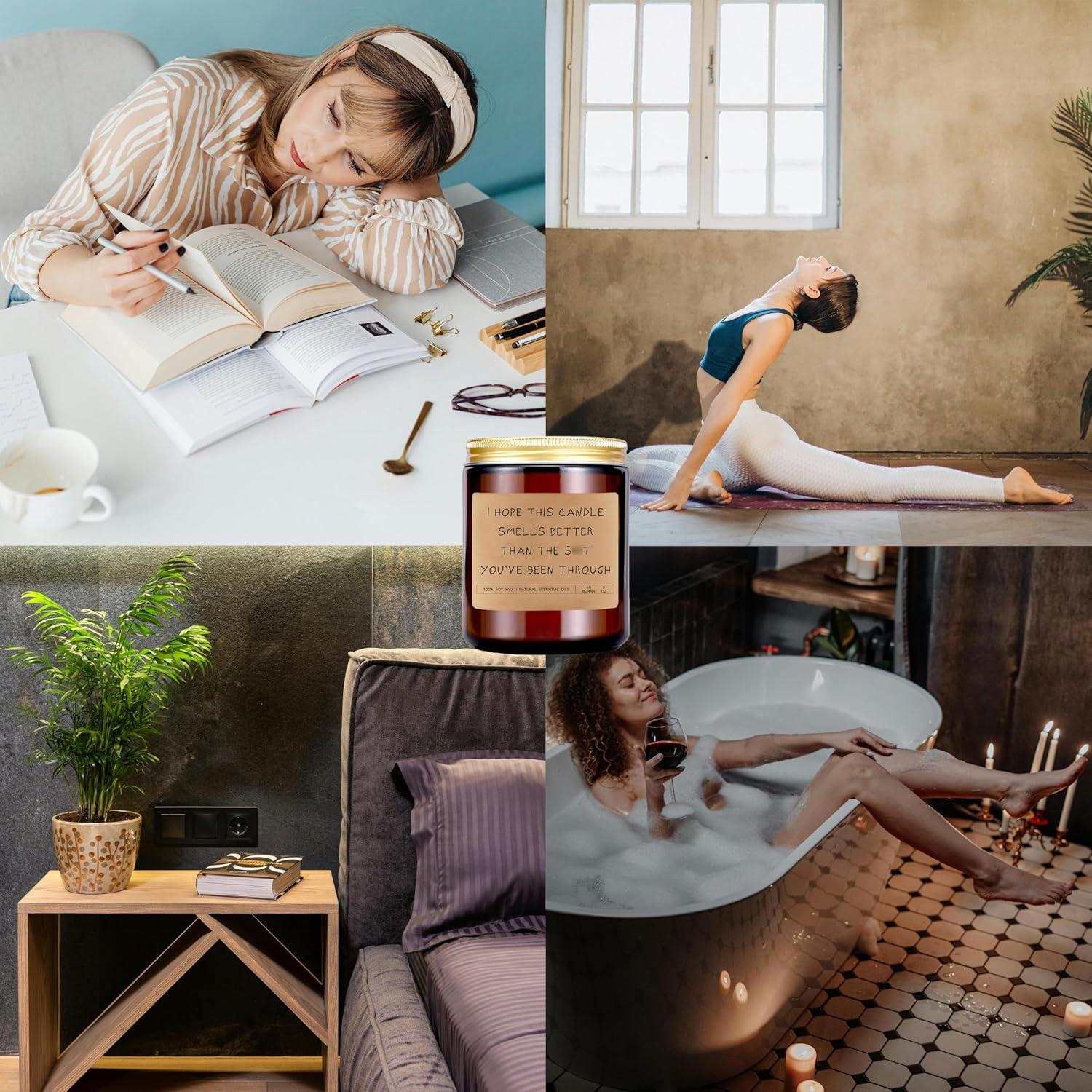 Vela de Soja Lavanda y Enebro en Tarro de Vidrio Ámbar - 50 Horas