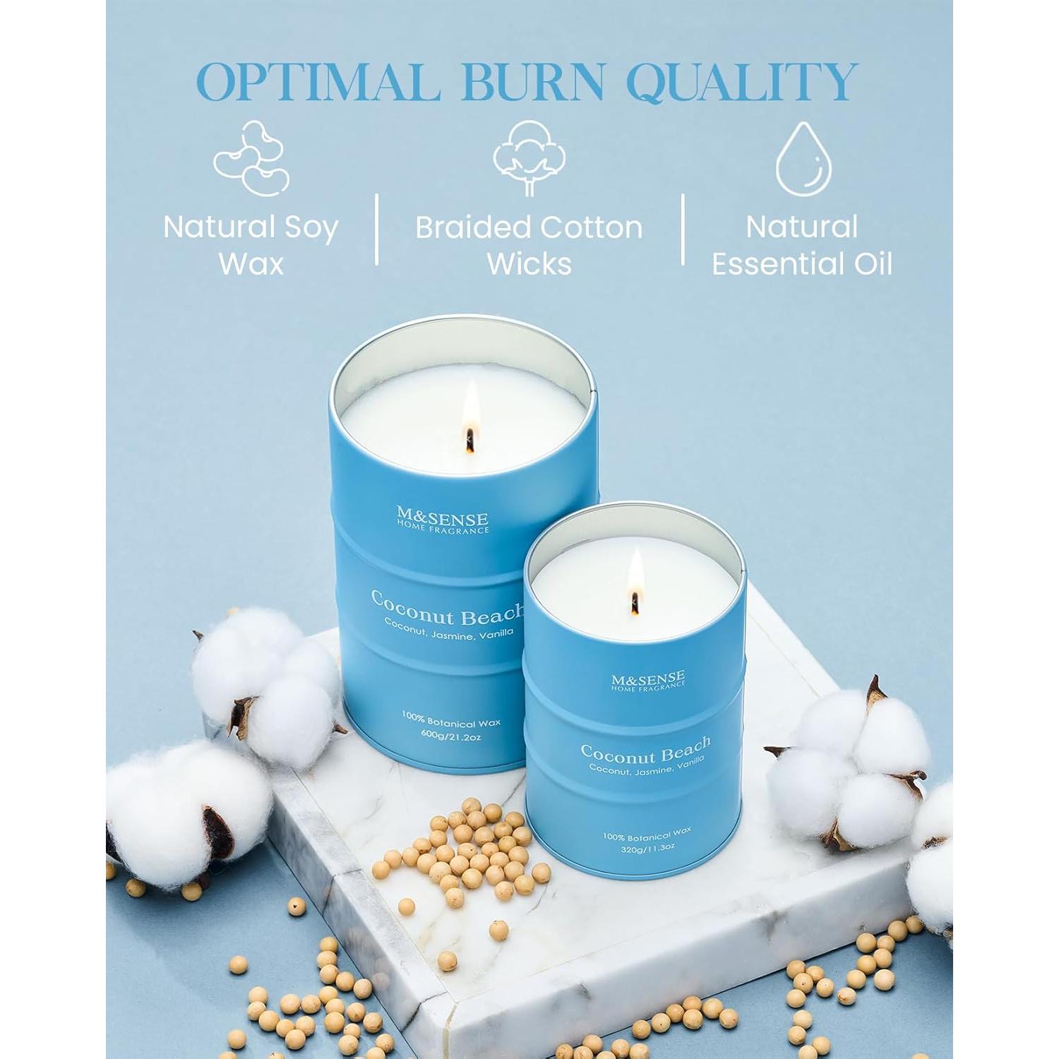 Vela Aromática M&SENSE Coco Playa 320g - Alivio del Estrés