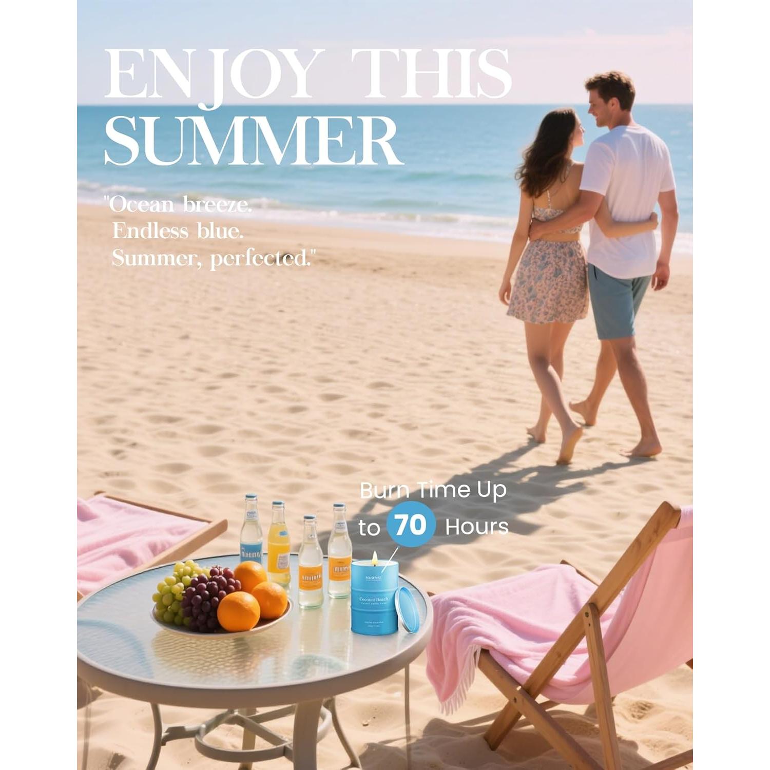 Vela Aromática M&SENSE Coco Playa 320g - Alivio del Estrés