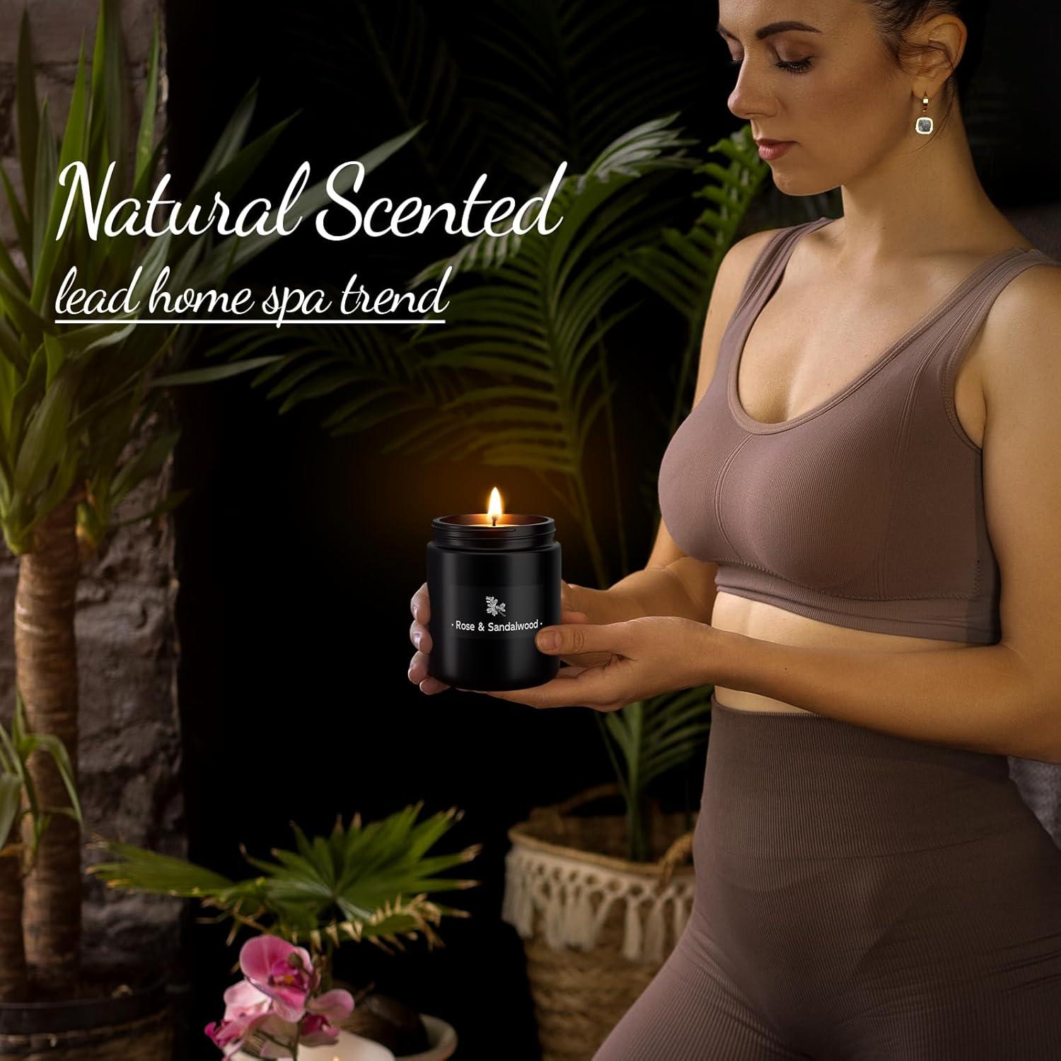 Vela Aromática TranquilBliss Rosa y Sándalo 215g - Cera de Soja