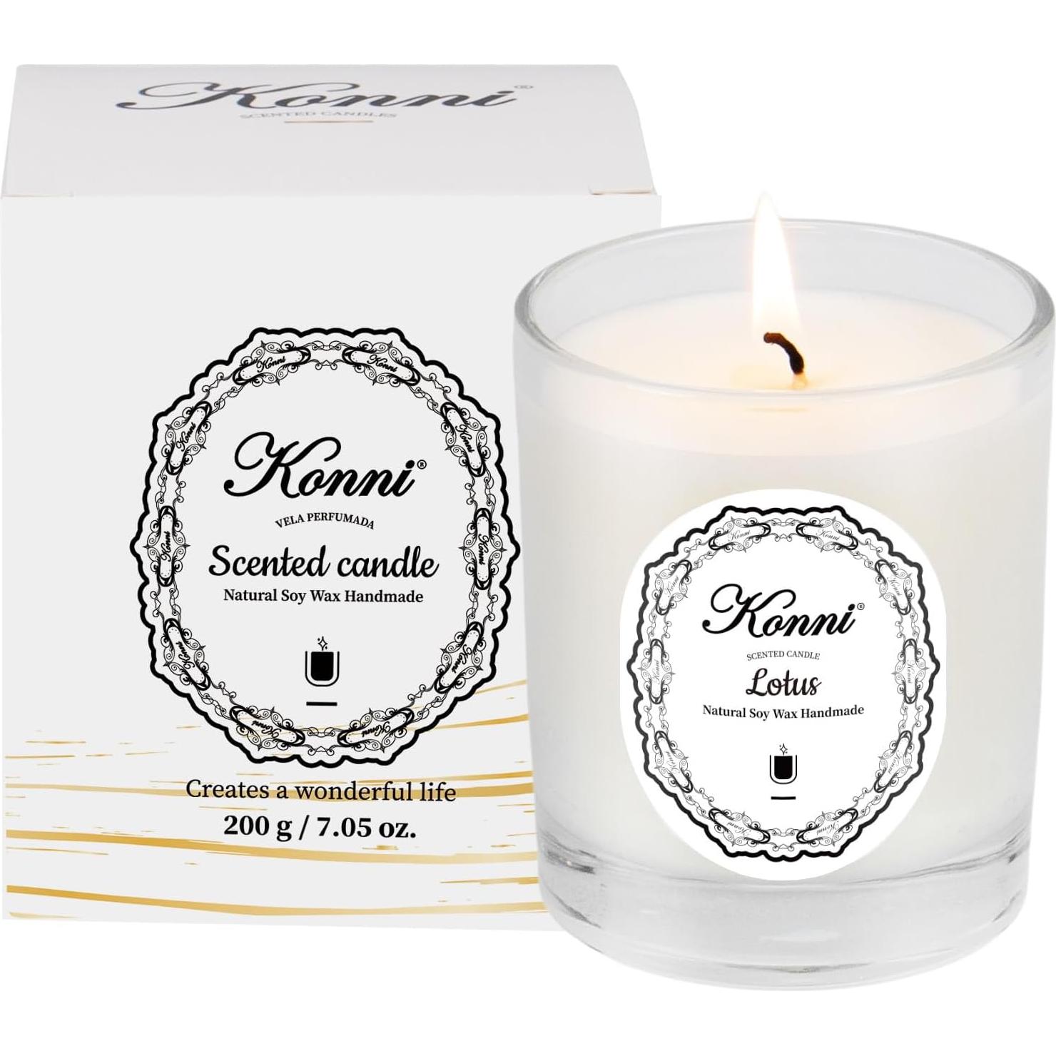 Vela Aromática de Soja KONNI Loto 200g - Aromaterapia Relax