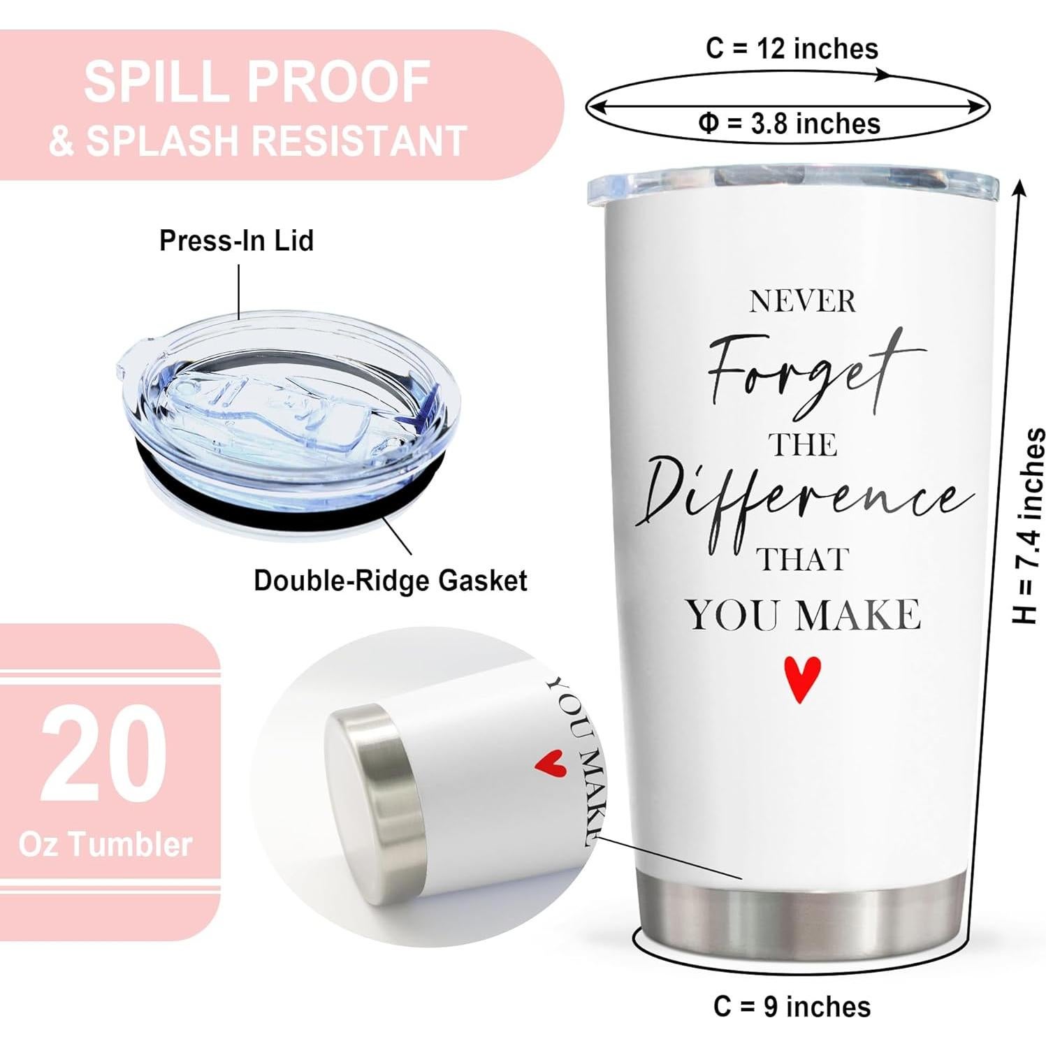 Vaso Pudmaple 20oz Aislado con Mensaje de Agradecimiento