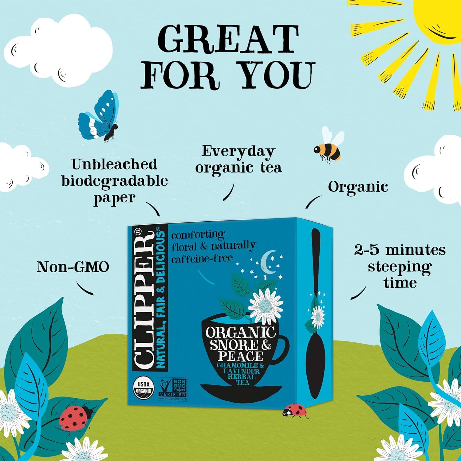 Té Herbal Clipper Snore & Peace Manzanilla y Lavanda - 50 Bolsitas