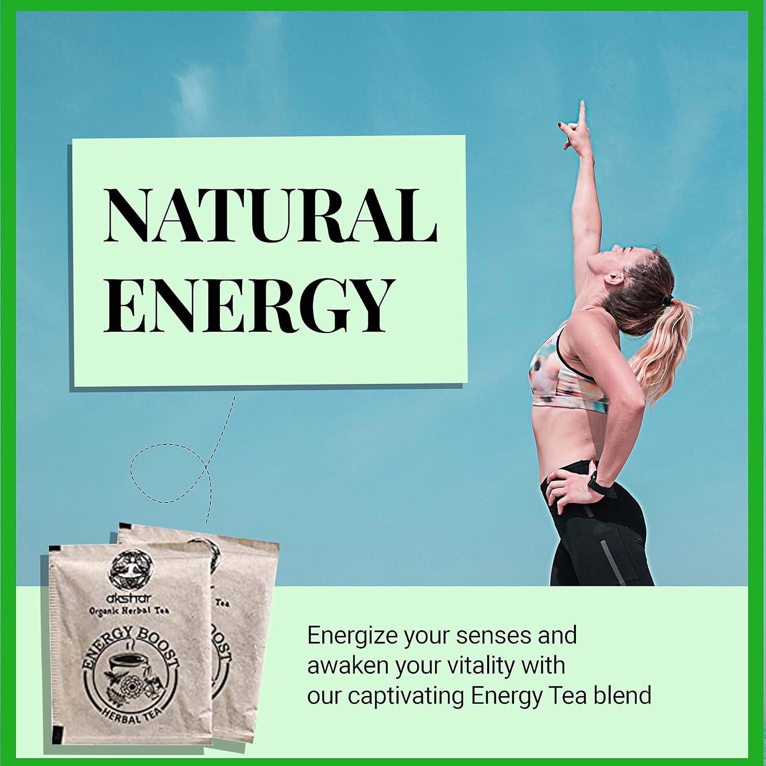 Té Energético Natural Akshit - 40 Bolsitas con Moringa, Hibisco y Menta