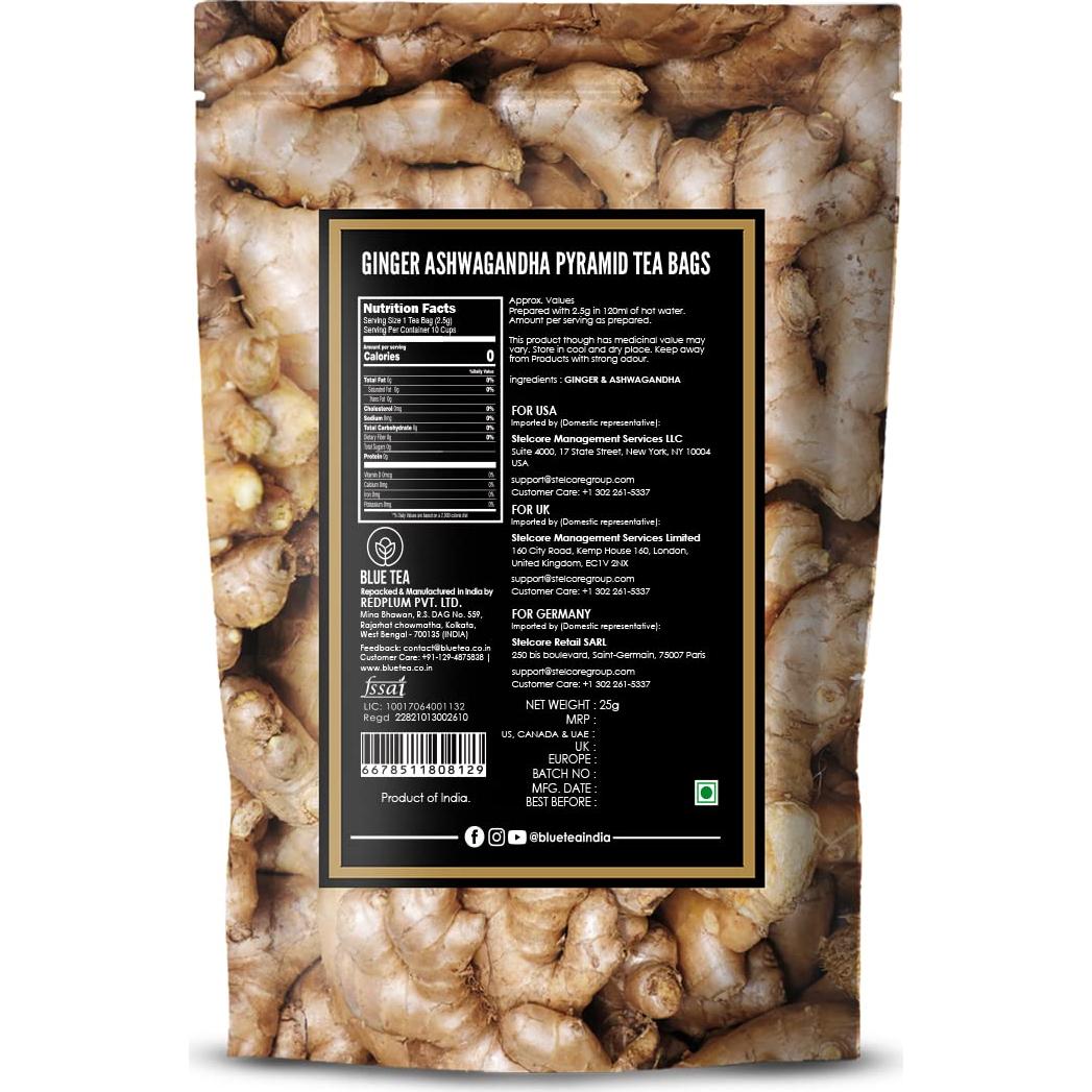 Té de Hierbas Jengibre Ashwagandha - 10 Bolsas - Sin Cafeína