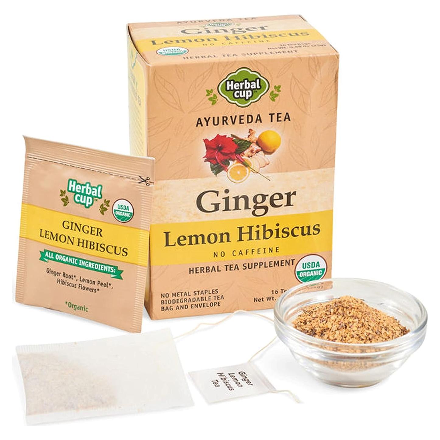 Té de Jengibre Orgánico Ayurveda Herbal Cup - Hibisco Limón 96 Unidades