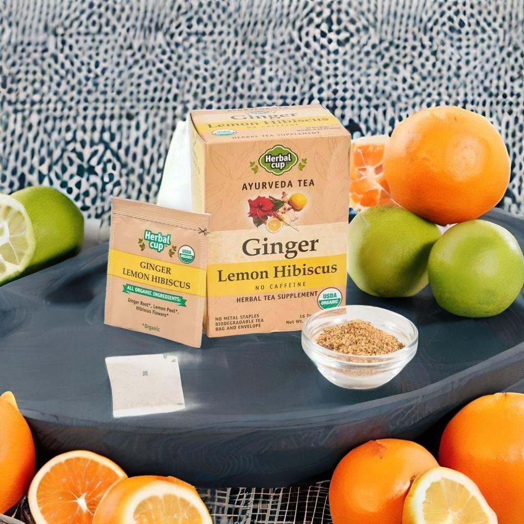 Té de Jengibre Orgánico Ayurveda Herbal Cup - Hibisco Limón 96 Unidades