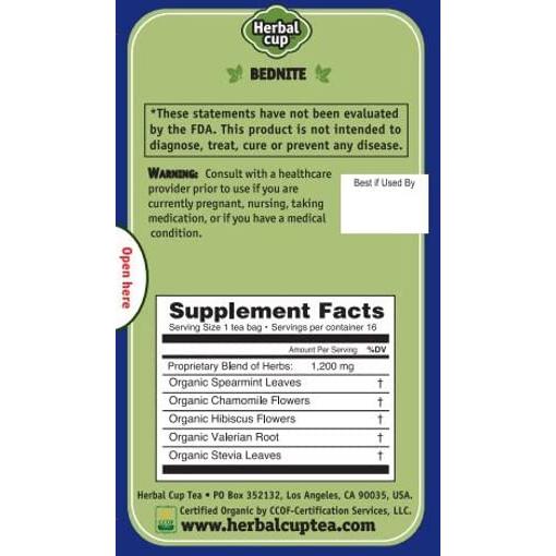 Té Herbal Cup Bednite Orgánico Sin Cafeína - 16 Bolsitas
