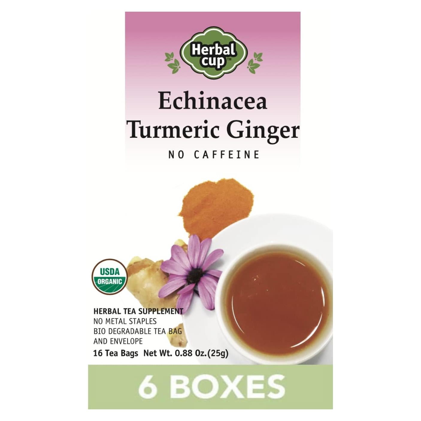 Té Herbal Cup Echinacea, Cúrcuma y Jengibre Orgánico 6 Paquetes