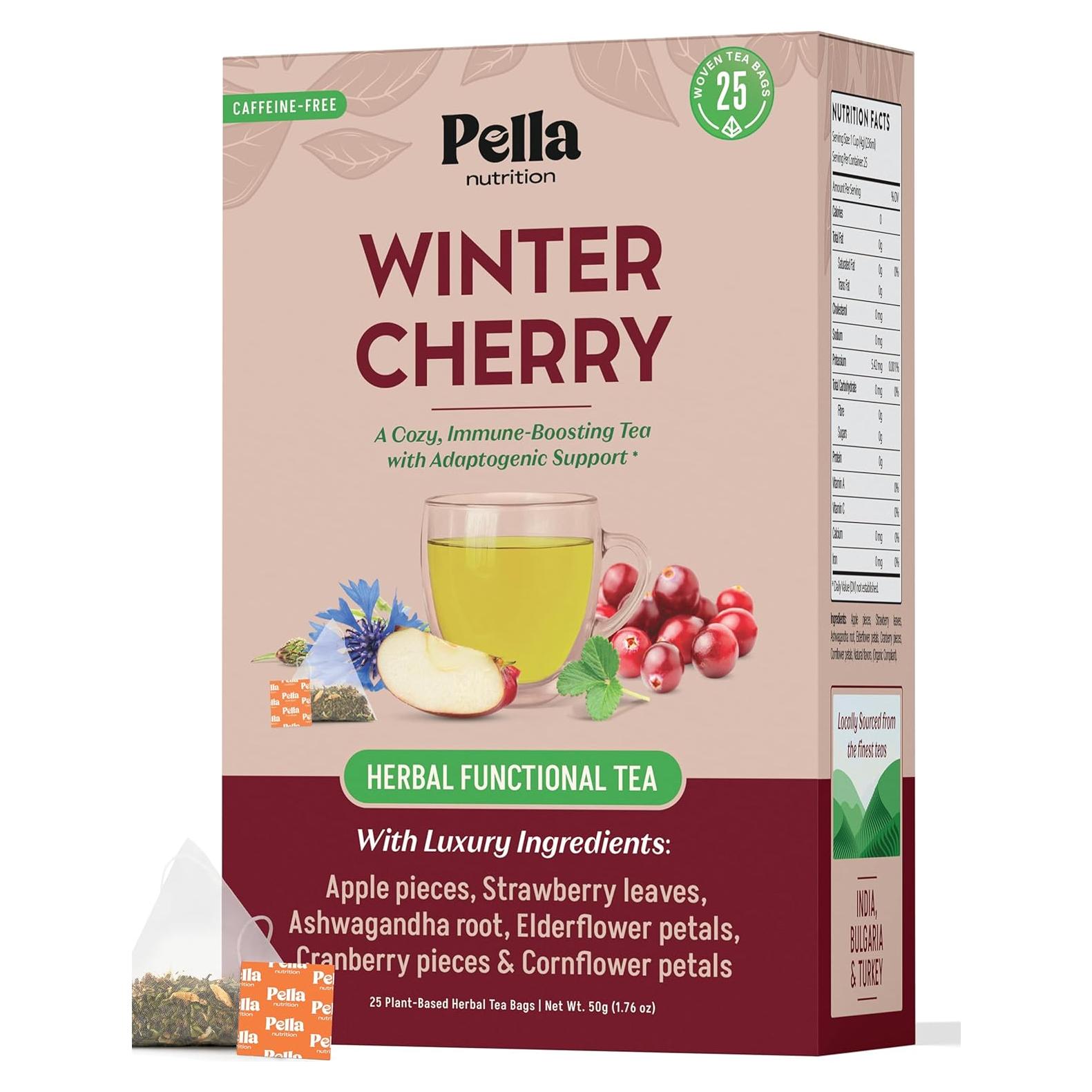 Té Herbal Pella Nutrition Ashwagandha Cereza Invierno 25 Bolsitas